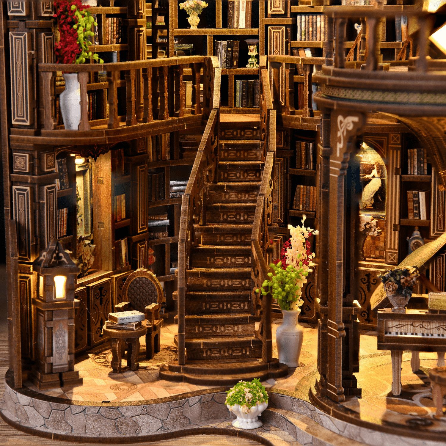 MagicHolz 3D-Puzzle Grand Library Diorama mit LED-Beleuchtung aus Holz, 888 Puzzleteile, mit LED-Beleuchtung – Bild 4 von 5