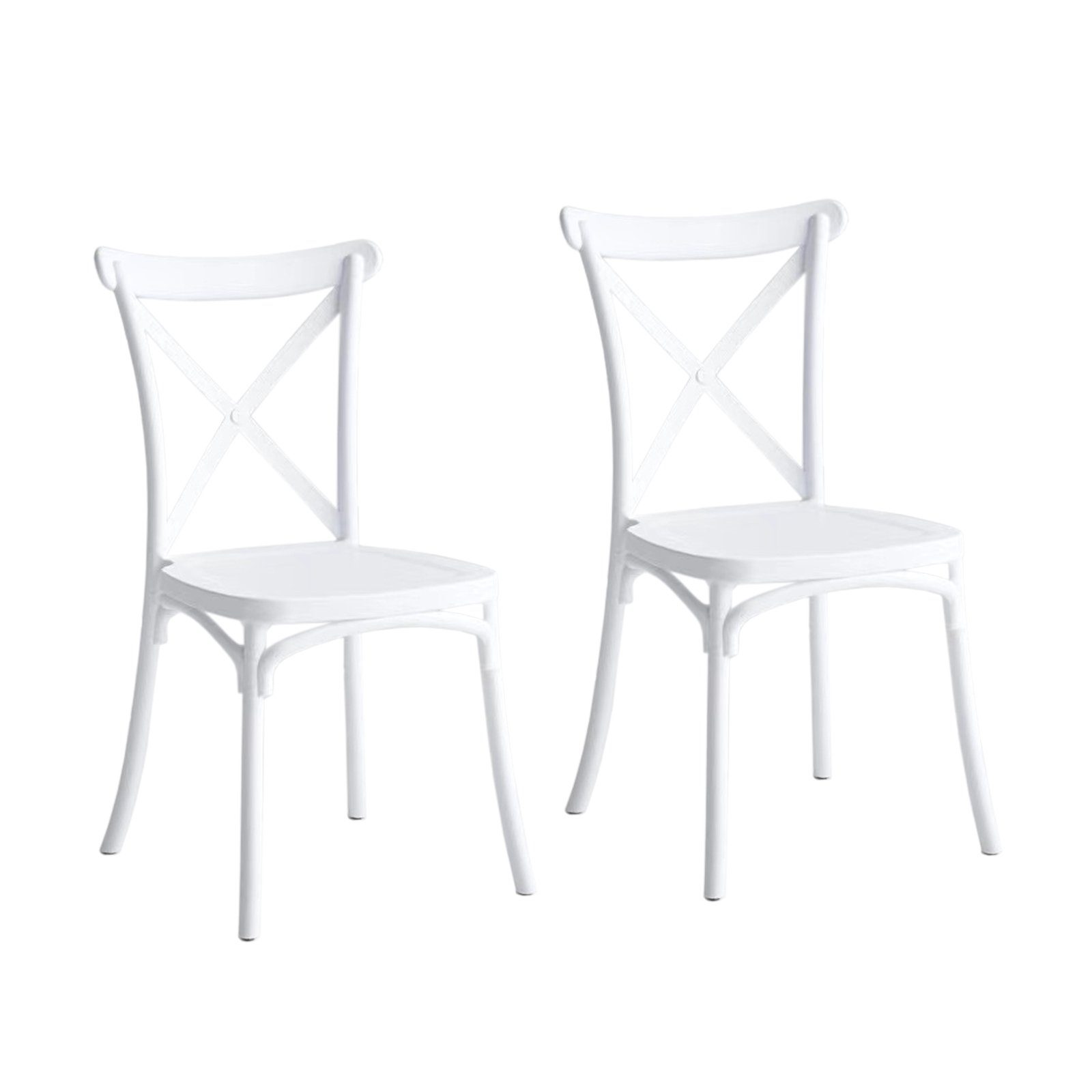 HTI-Living Stapelstuhl Bryne 2er-Set Stuhl (Set, 2 Esszimmerstuhl Weiß Kunststoffstuhl Stapelstuhl St), Bistrostuhl