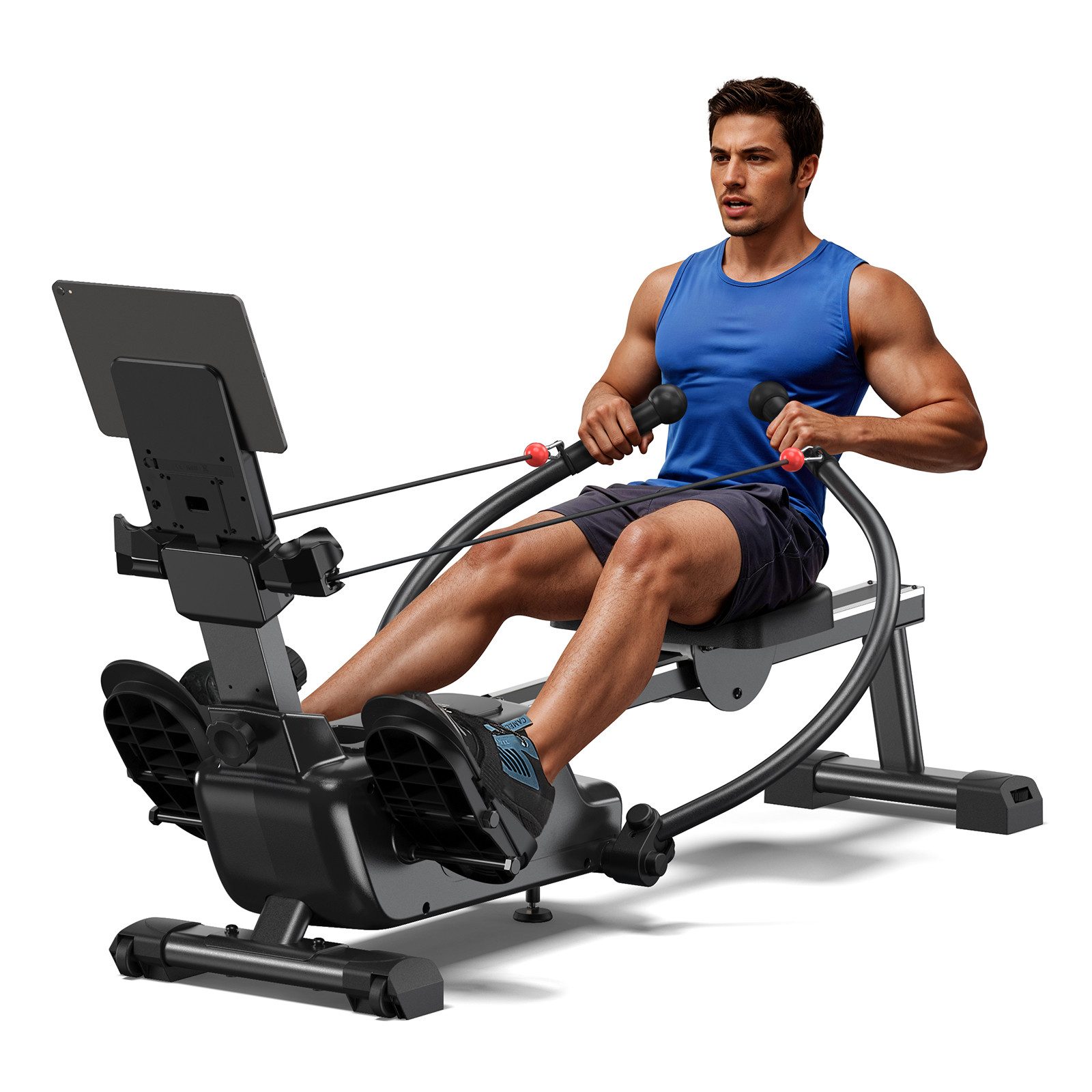 MERACH Rudergerät Rudergerät 2025, Magnetisches Rudergerät für zuhause bis zu 158 kg (16 Widerstandsstufen bis 36 kg, leise, LCD-Display, Tablet-Halter, mit Interaktiver APP und Kurse, Bluetooth, Kinomap Kompatibel), 7 adaptive Trainingsmodi, Ergonomischer Sitz, Echtes Rudererlebnis