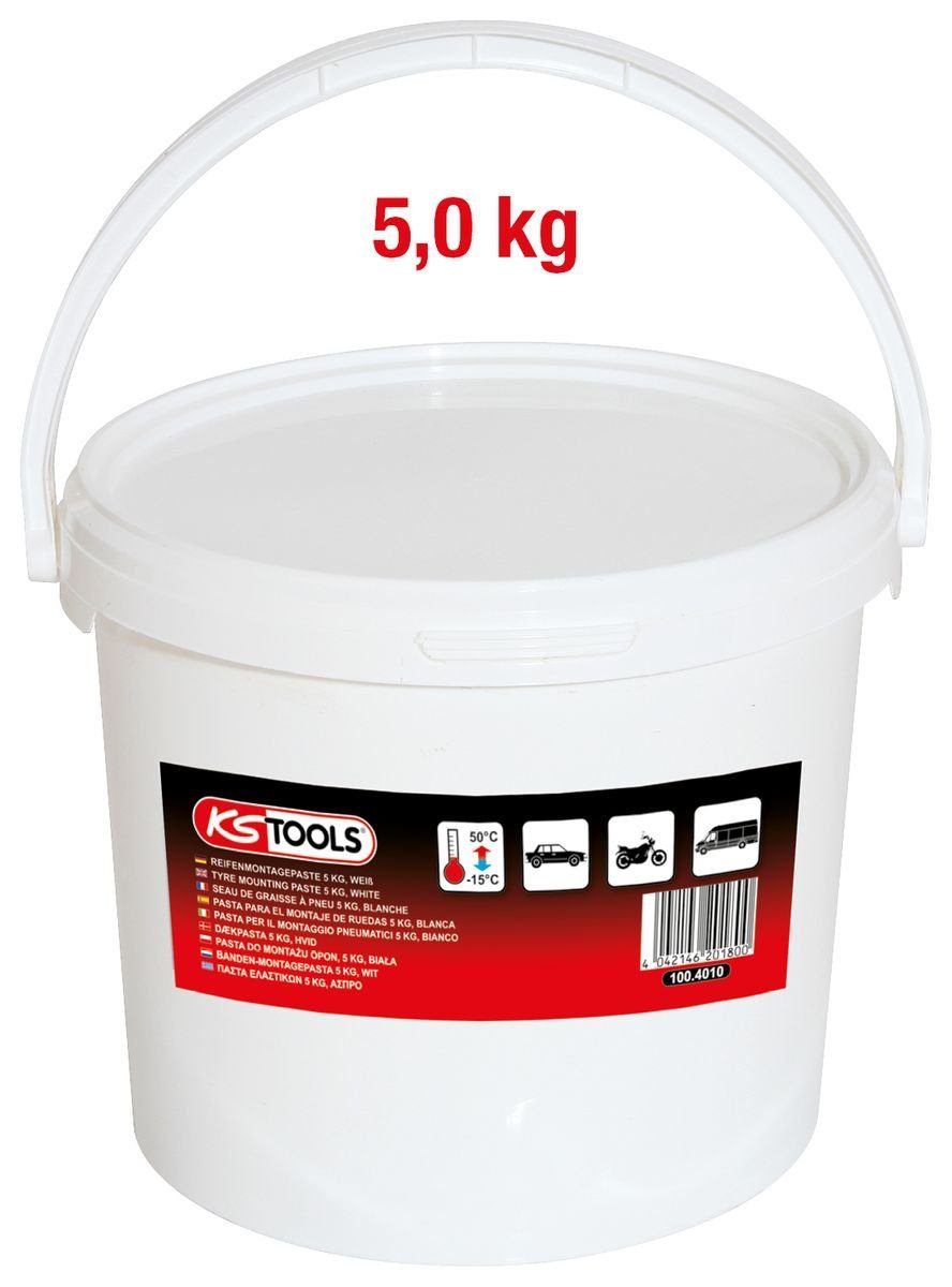 KS Tools Gabel- und Ringschlüssel Reifenmontagepaste 5 kg, weiß (100.4010)