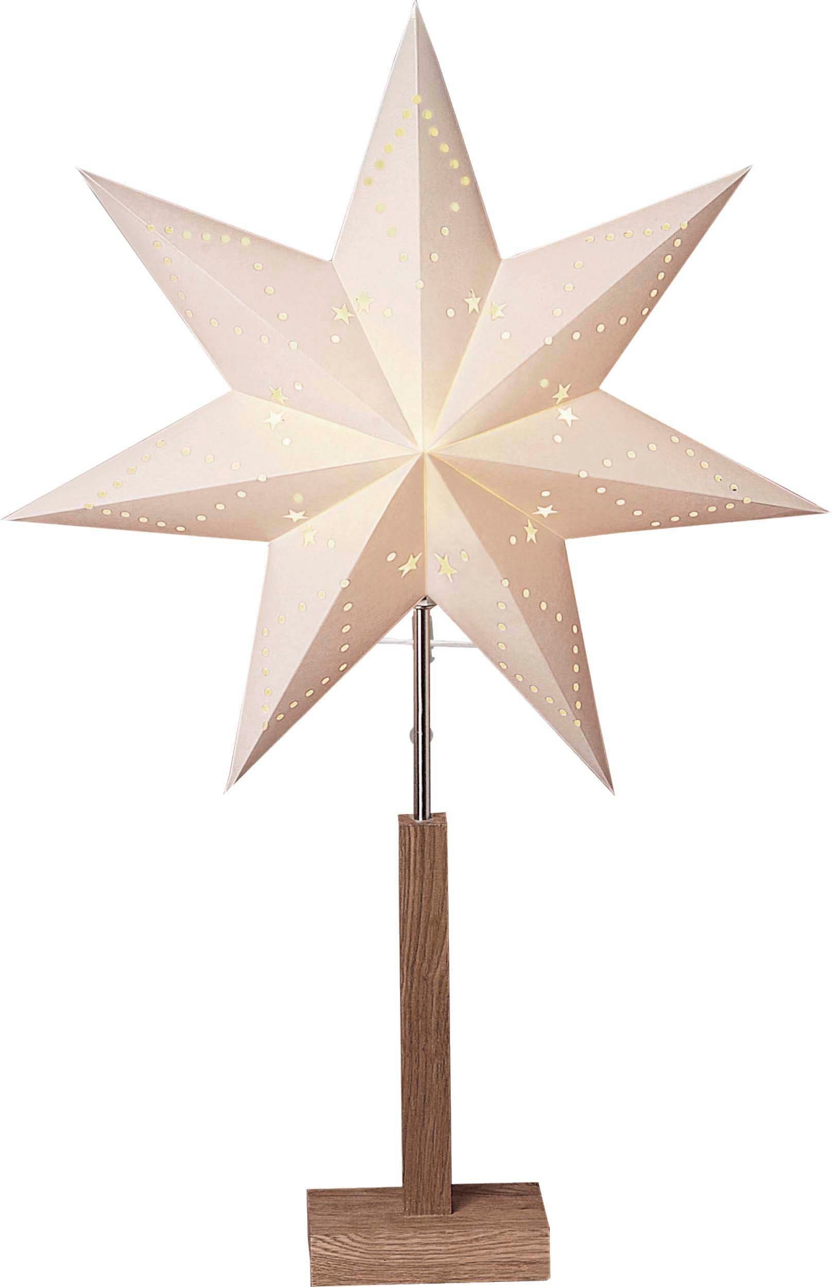 EGLO LED Stern KARO, ohne Leuchtmittel, Tisch Weihnachtsstern, Deko-Stern beleuchtet, Fenster, weiß mit Kabel braun/silberfarben/weiß