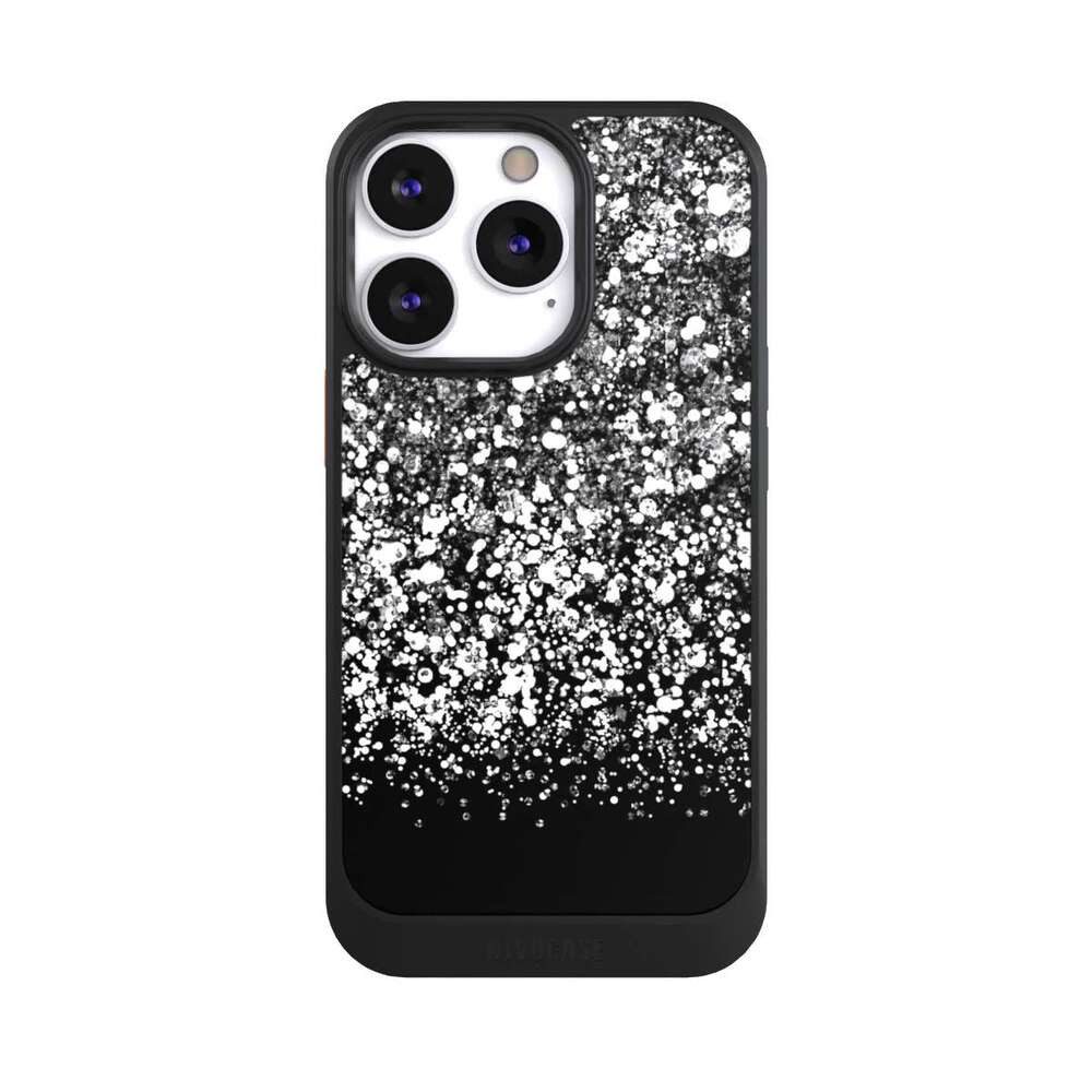 NIVOCASE Handyhülle Glitzer Look Schneeflocken Muster Snow Fall Glitter Look, Apple iPhone 13 Pro Hülle Handyhülle NIVOcore Schwarz