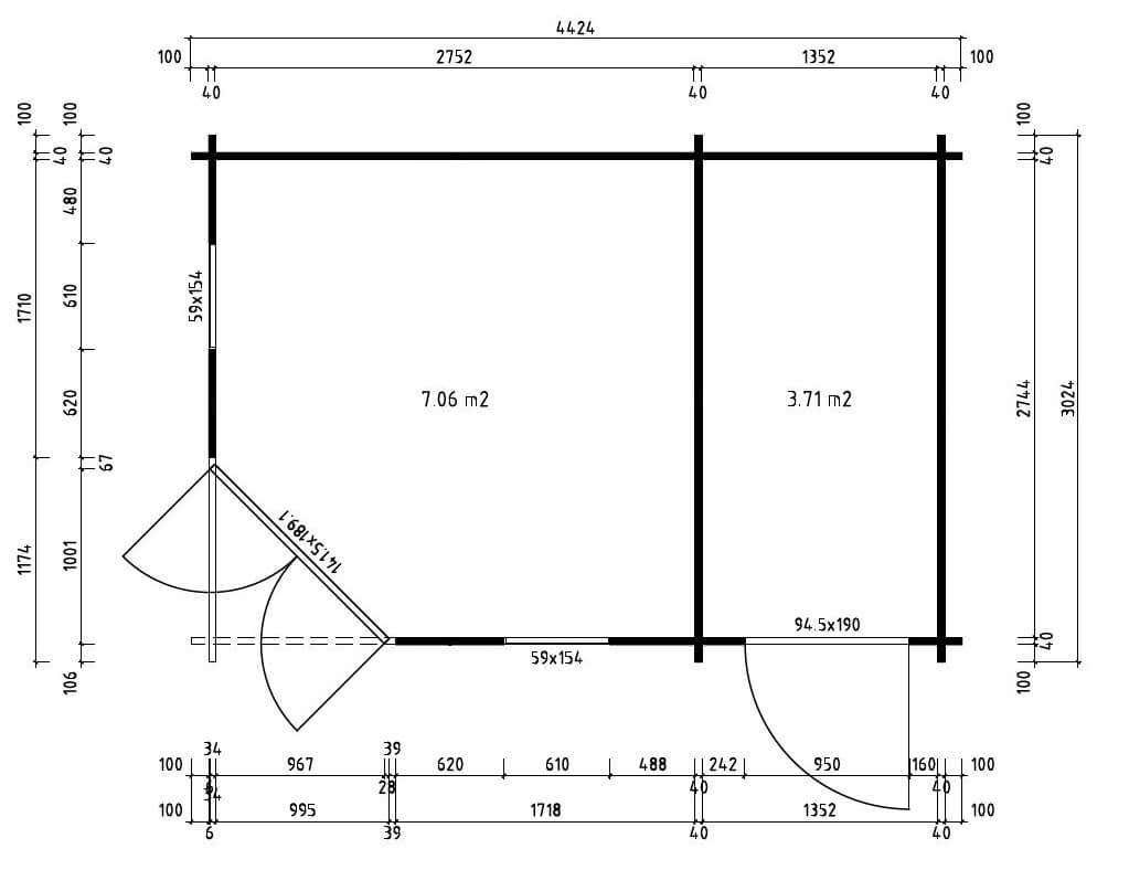 BxT: Compact Gartenhaus Alpholz mit cm 5-Eck Gartenhaus Anbau, Ohne 440x300 Liwa Schutz-Imprägnierung