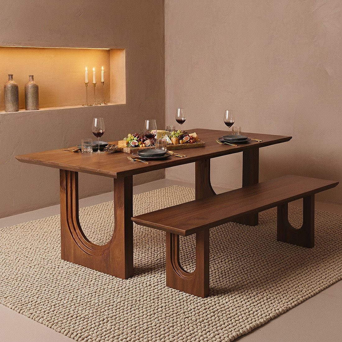 Raw Materials Amsterdam Essgruppe Esstisch / Sitzbank Bullnose Mangoholz