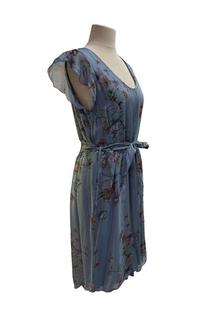 Seidenkleid Sommer Blau BZNA Kleid Muster Blumen mit Herbst Sommerkleid
