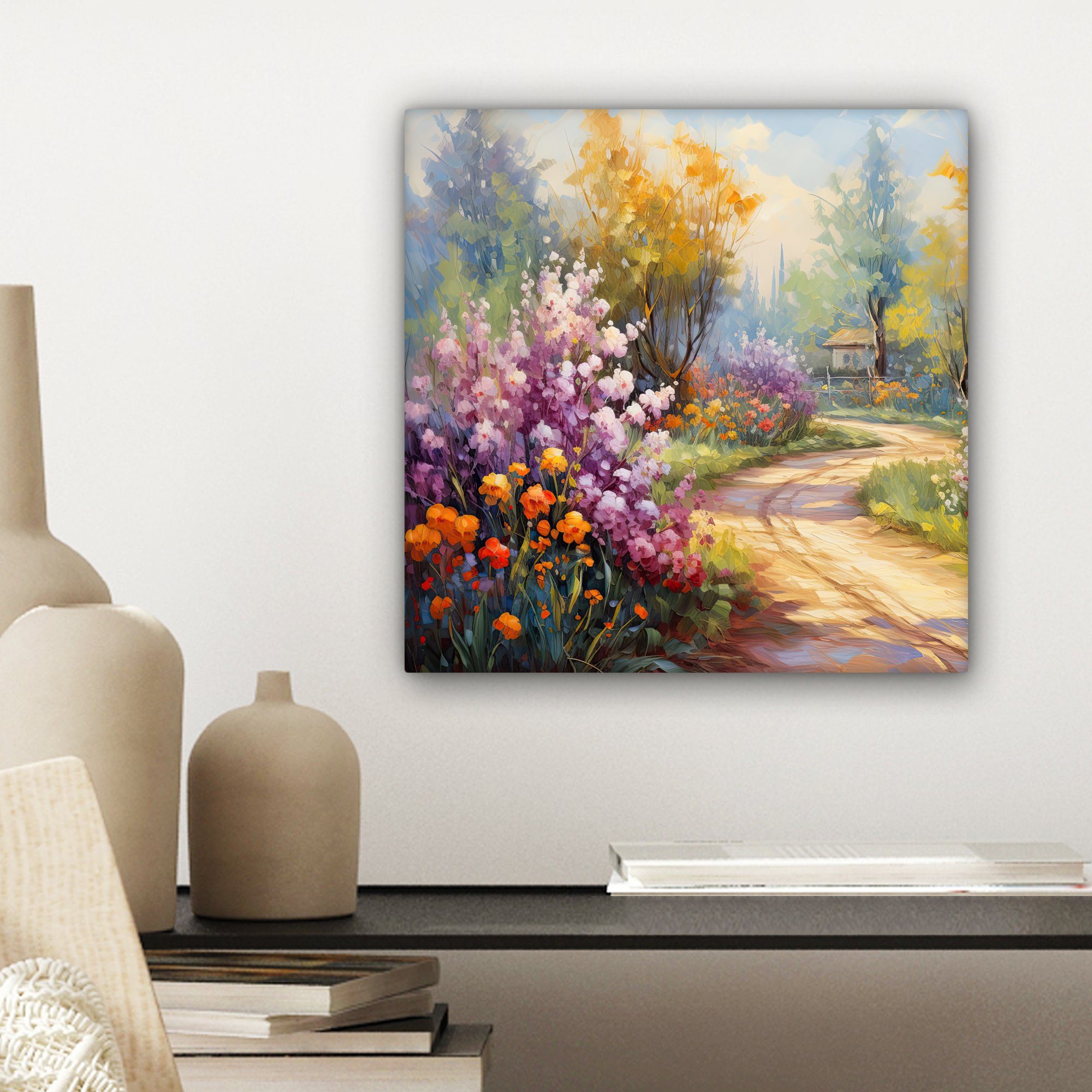 OneMillionCanvasses® Leinwandbild Blumen - St), (1 Leinwand 20x20 Bäume Schlafzimmer, cm - Bilder Kunst für Aquarell, - Wohnzimmer