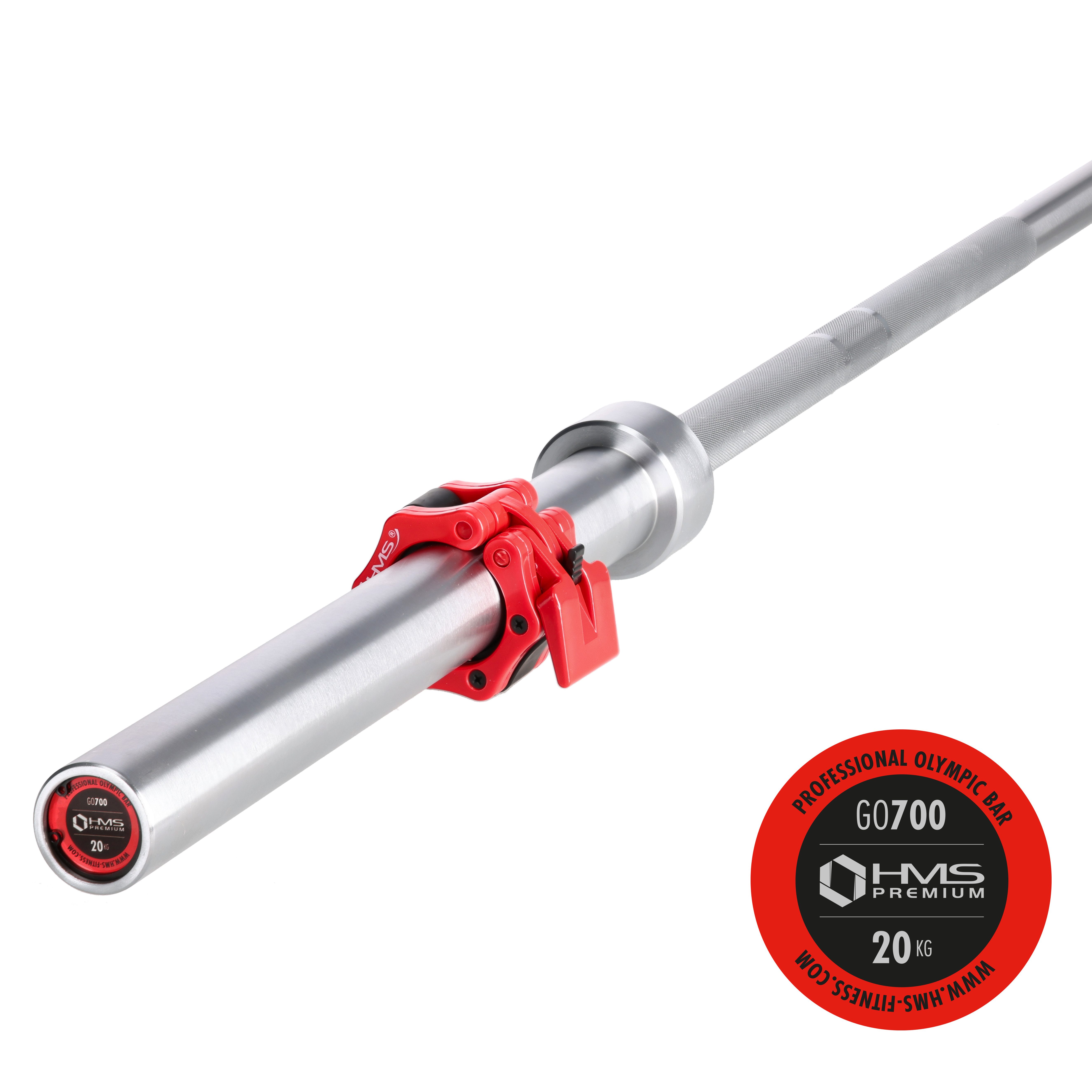 HMS Premium Langhantel Olympische Langstange, (Set, Krafttraining), 2 robuste Verschlüsse mit Gummieinsätzen für festen Halt