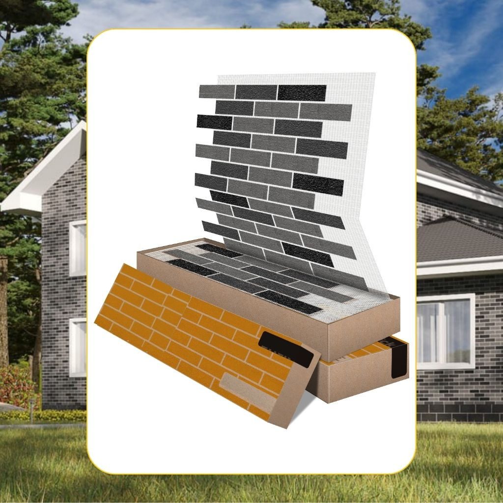 STM Company Wandpaneel AMK Fassadenziegel-Optik Paneele, Wandpaneele für Innen & Außen, 9,4 qm, (Packung, 9,4 m) Dekorative & witterungsbeständige Fassadenverkleidung, (9,4 m² Set)