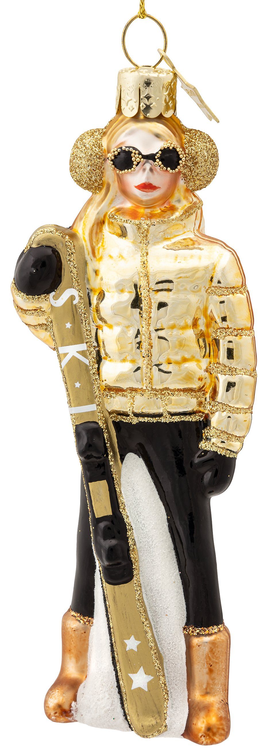 SIKORA Christbaumschmuck Ski Girl besondere Weihnachtskugel Glas Anhänger – günstig online kaufen