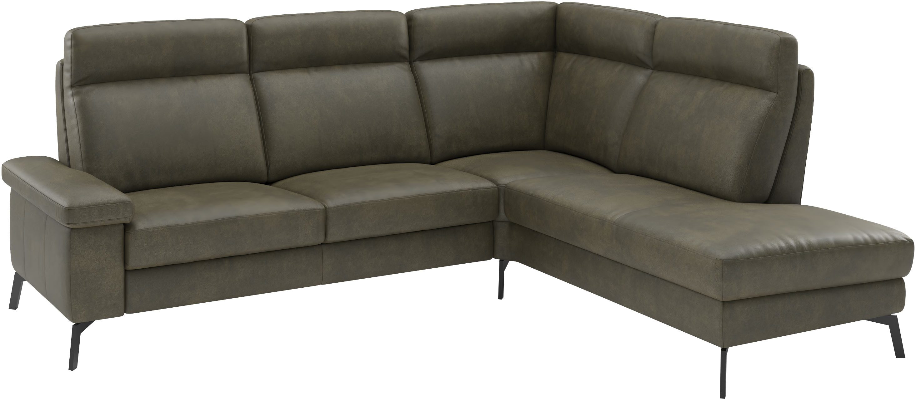 Home affaire Ecksofa Nalani, optionaler Sitzauszug, Breite: 252 cm, Komfortabler Federkernsitz, großzügige Ecke, klappbare Armlehne