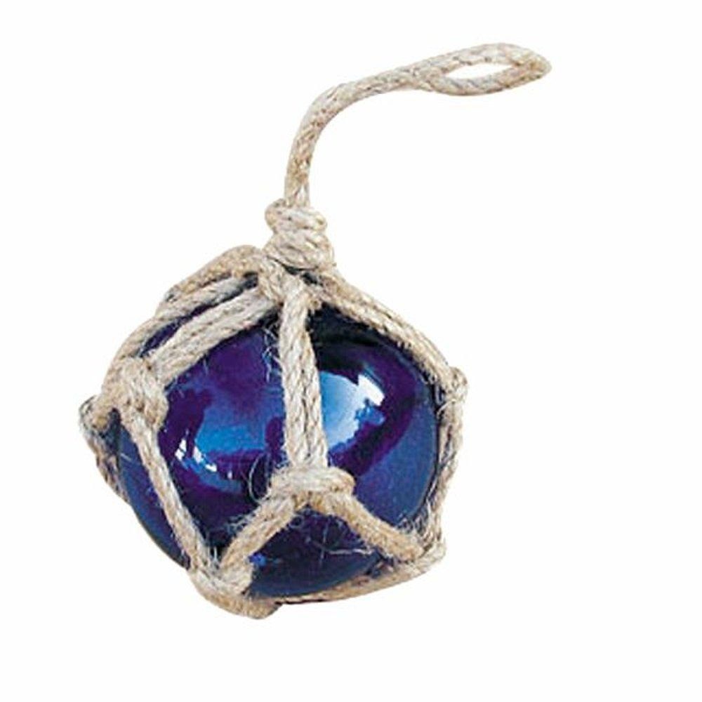 Dekoobjekt Fischernetz Kugel, Fischerkugel aus Glas im Netz Blau 5 cm