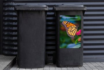 MuchoWow Wandsticker Schmetterlinge - Blume - Natur (1 St), Mülleimer-aufkleber, Mülltonne, Sticker, Container, Abfalbehälter