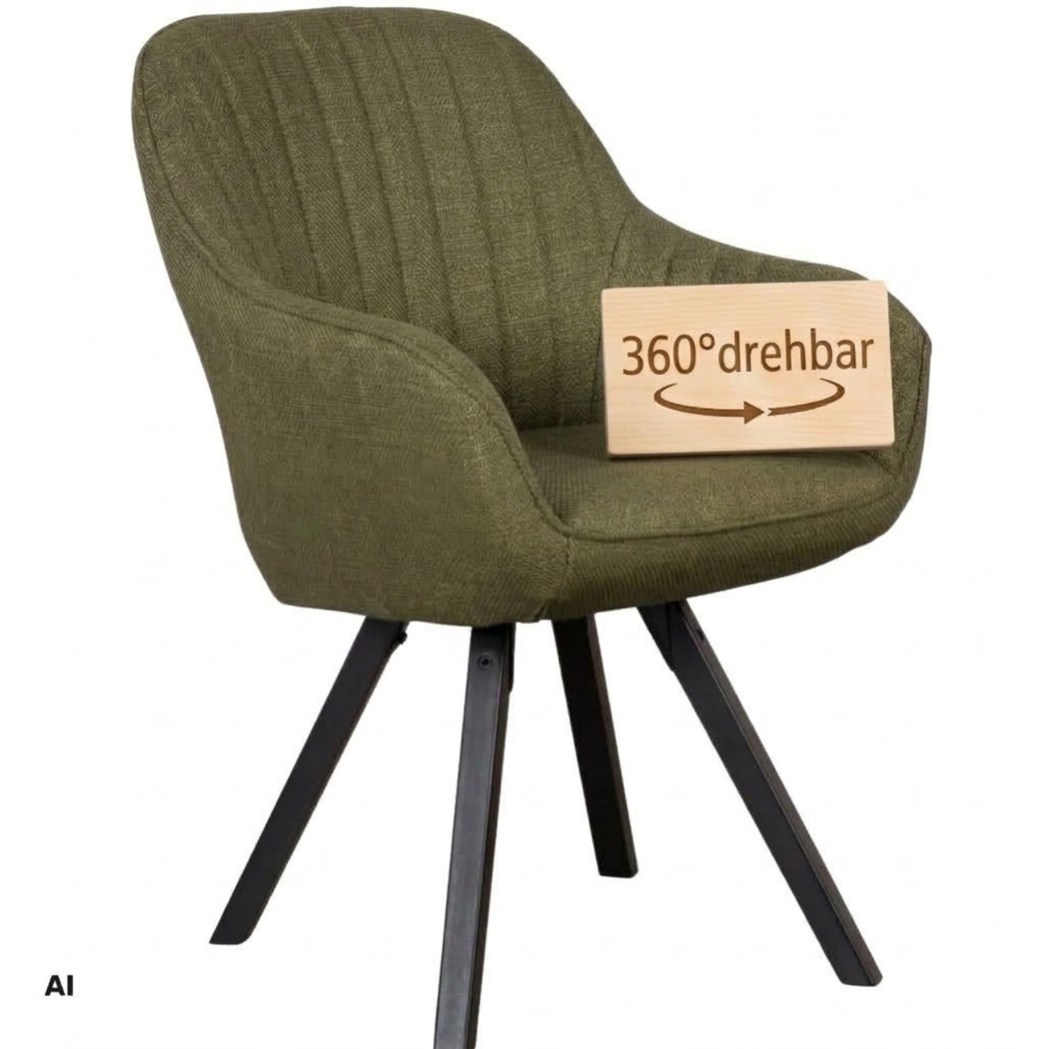 MR.DEKO Esszimmerstuhl Schminktisch Stuhl Matera Esszimmerstuhl drehbar FSC®100% (einzelnd, oder als Set erhältich, 1 St), moderner Esszimmerstuhl mit Kautschuk FSC® 100% Füßen