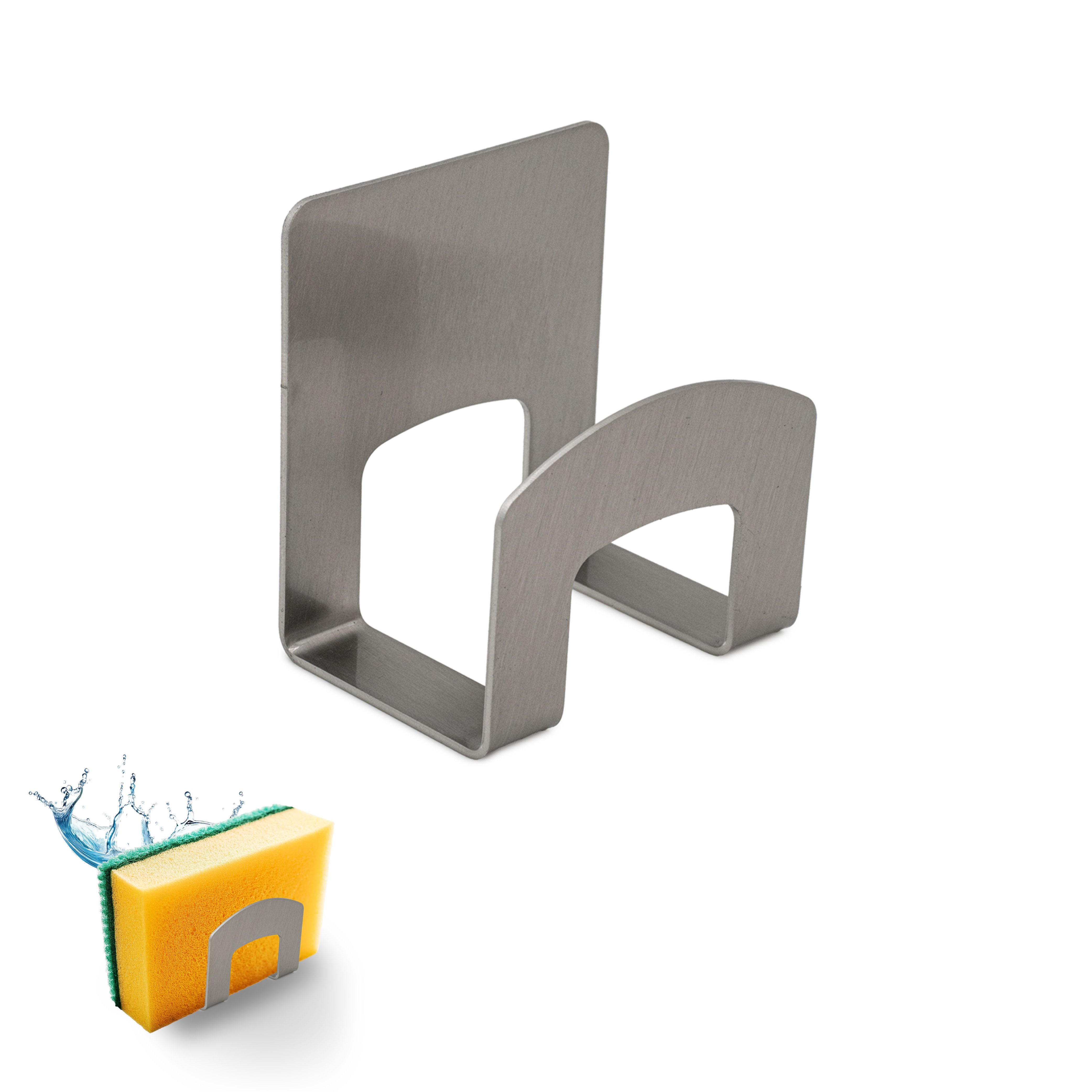 Feuerfest 123 GmbH Spültuchhalter aus Edelstahl ohne Bohren - Für Spülbecken, Küche, Wand - Zum Kleben, Wandhalter für Spültucher - Spüllappenhalter Geschirrtuchhalter