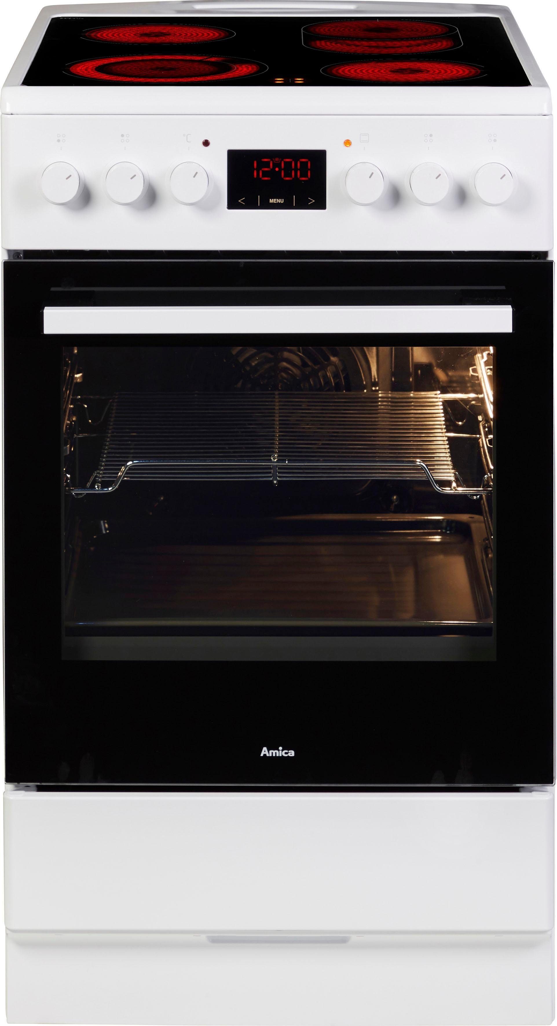 Amica Elektro-Standherd SHC 903 001 W, mit 1-fach-Teleskopauszug, Simple Steam Reinigungsfunktion, Komfortables Kochen und Backen mit …