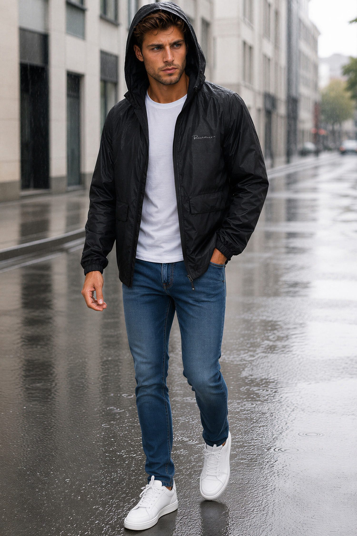 Reichstadt Allwetterjacke Herren Relaxed Fit Übergangsjacke Windbreaker 24RS053 100% wasserfeste Herren-Regenjacke