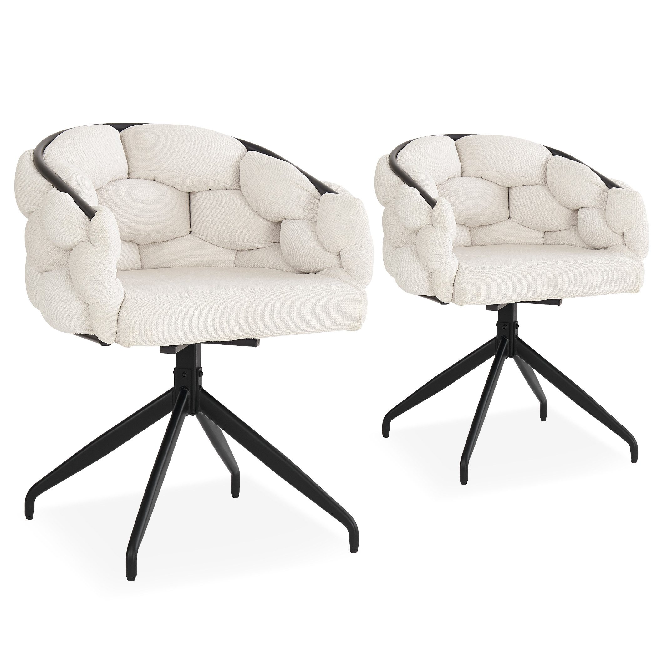 SeedWave Esszimmerstuhl Drehbar 2er Set Polsterstuhl mit Armlehnen, Verstellbaren Metallfüßen, modernen Pyramidbeinen, luxuriöses Möbelstück für das Esszimmer