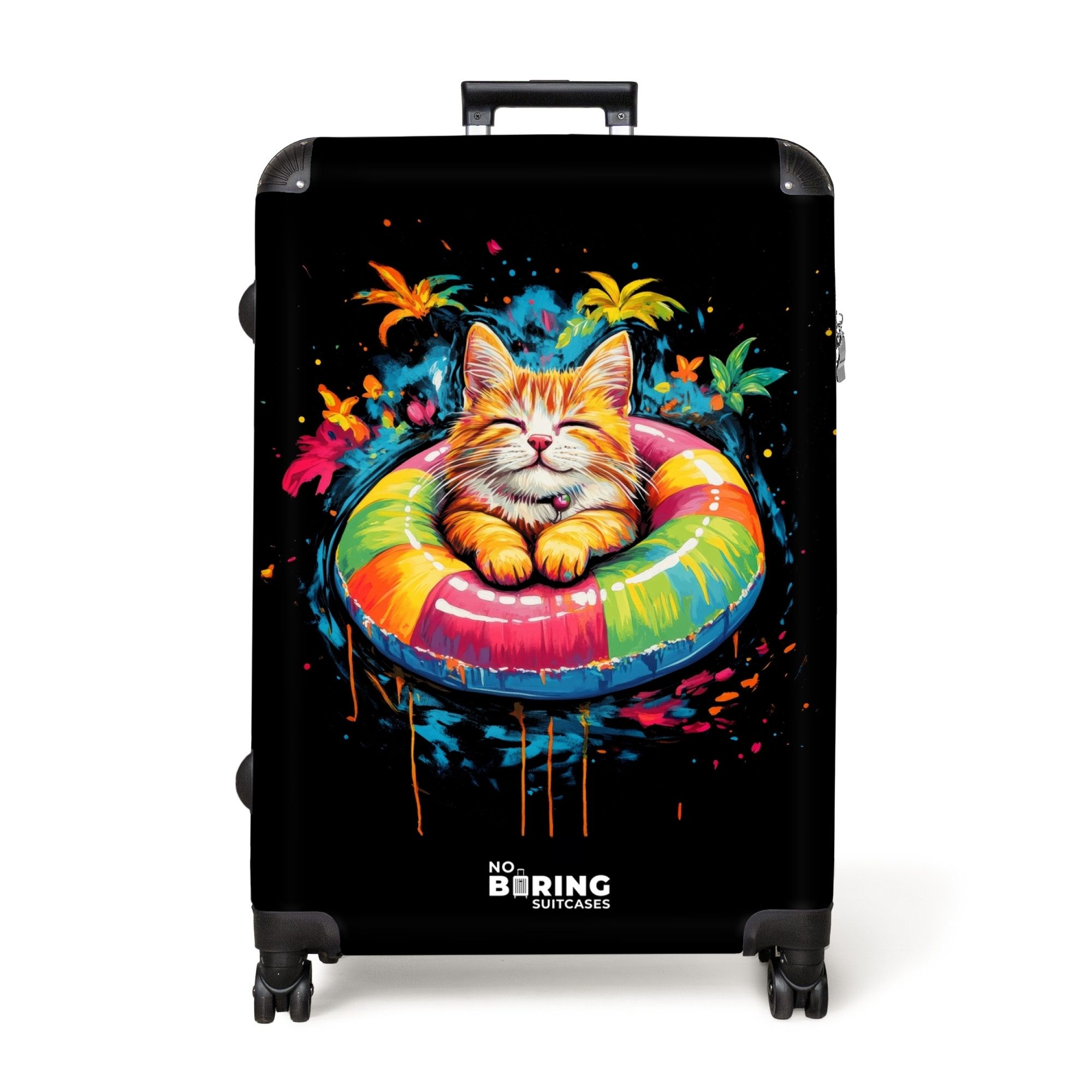NoBoringSuitcases.com© Hartschalen-Trolley Sommerkatze mit buntem Schwimmba günstig online kaufen