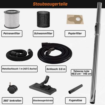 TIMBERTECH Industriesauger Industriestaubsauger -2300 W Leistung, 30L, mit Blasfunktion, 3 Filter