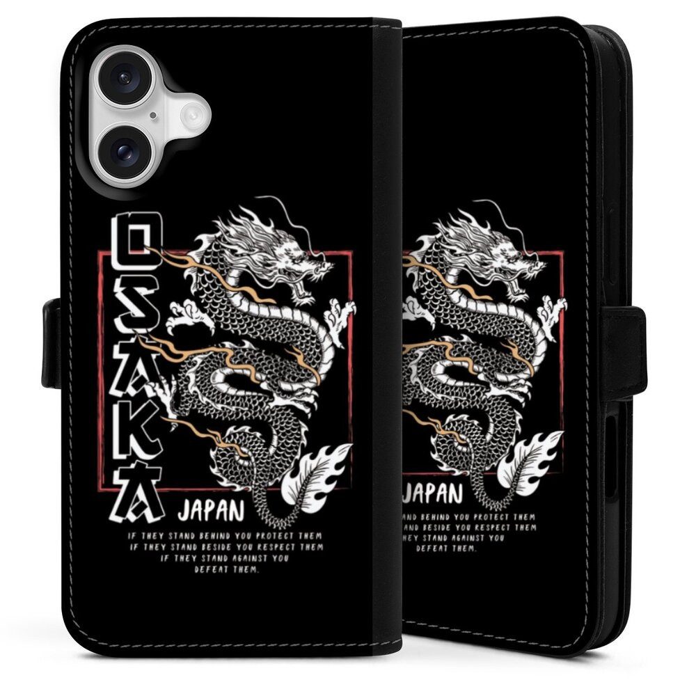 DeinDesign Handyhülle Japan Drache Meer Osaka Dragon, Apple iPhone 16 Plus Hülle Handy Flip Case Wallet Cover