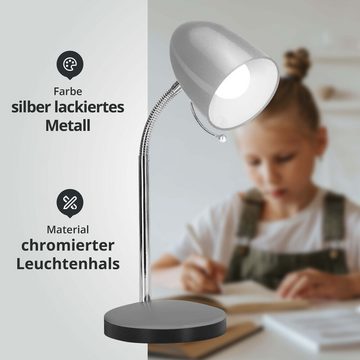 LED Universum Tischleuchte silber, E27, L135mm