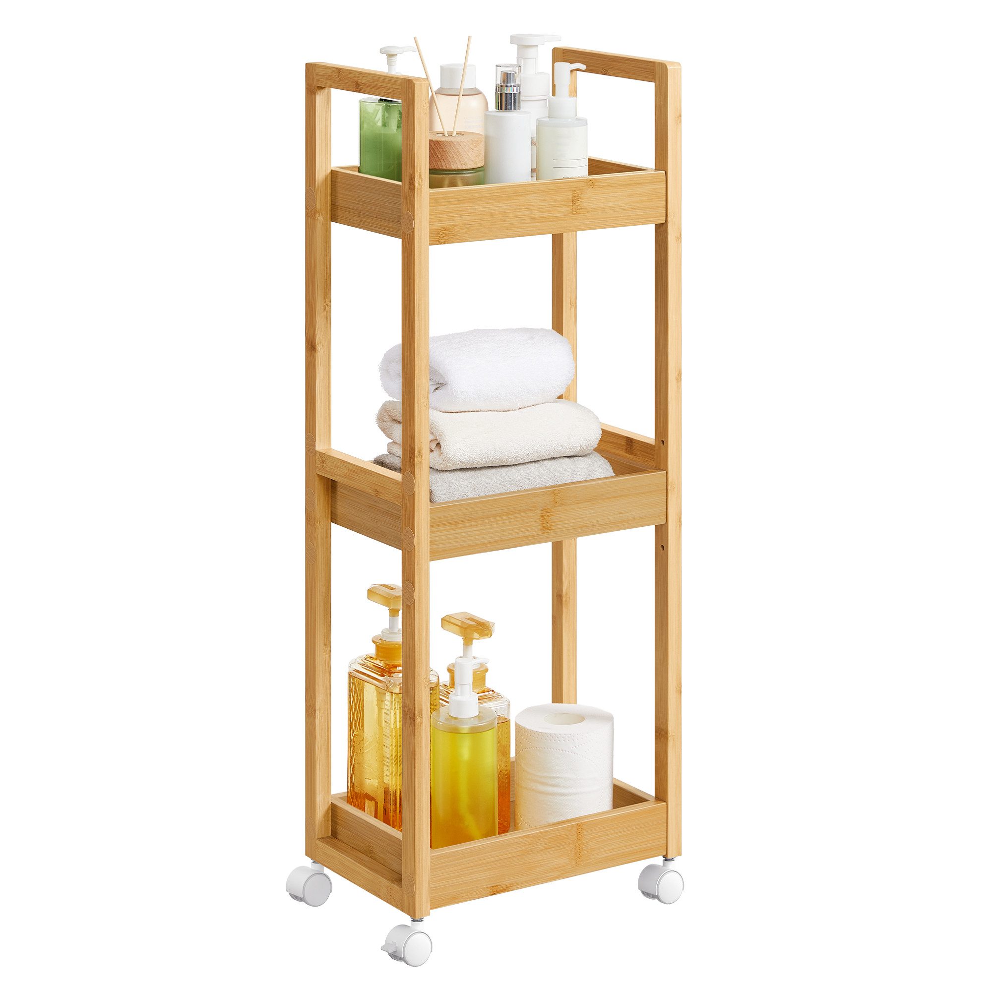 SONGMICS Badregal BCB083, SONGMICS Rollwagen, Badezimmerregal mit 3 Ebenen günstig online kaufen