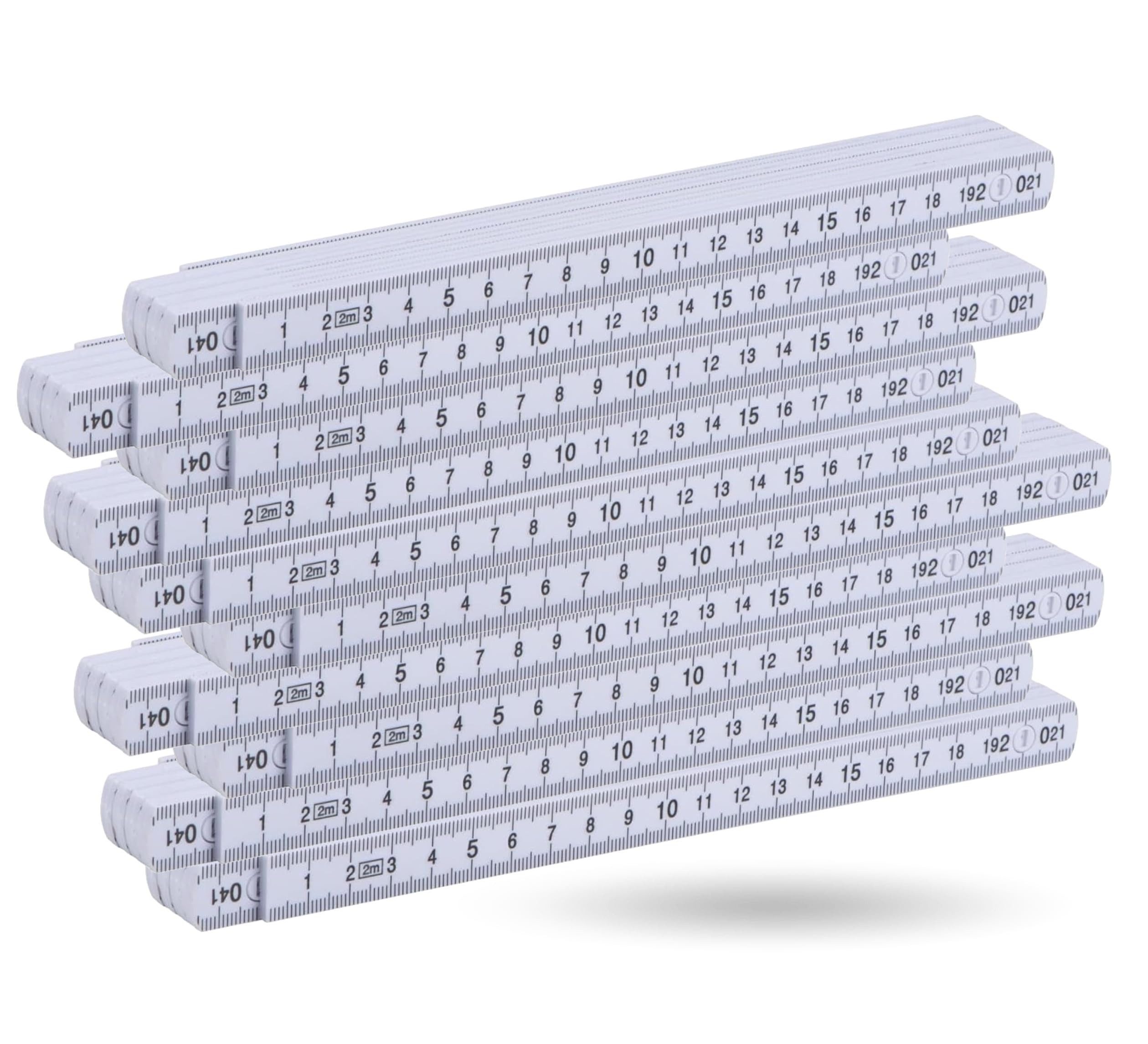 repairr Zollstock 5er Set Zollstöcke 2m - leicht ablesbar – Farbe Weiß