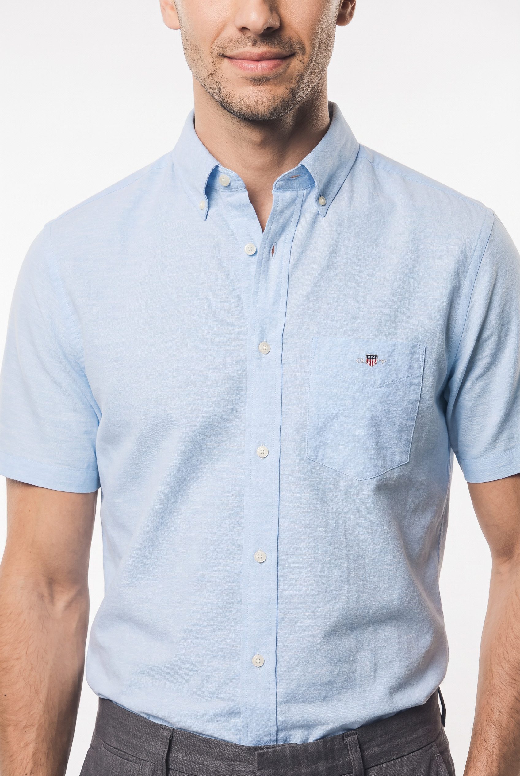 Gant Kurzarmhemd REG COTTON LINEN SS SHIRT – Bild 2 von 5