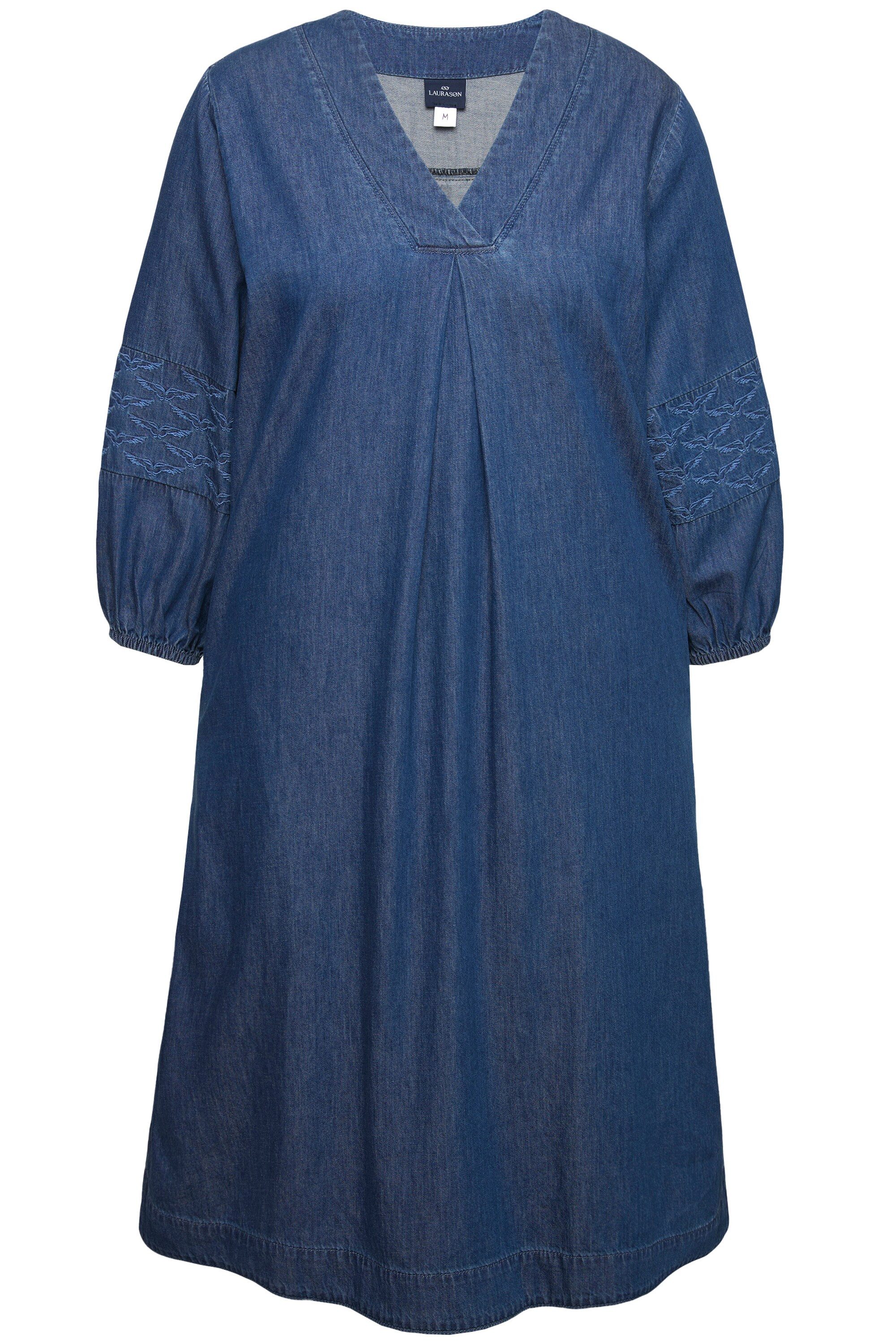 Laurasøn Jerseykleid Jeanskleid 3/4 Arm V-Ausschnitt günstig online kaufen