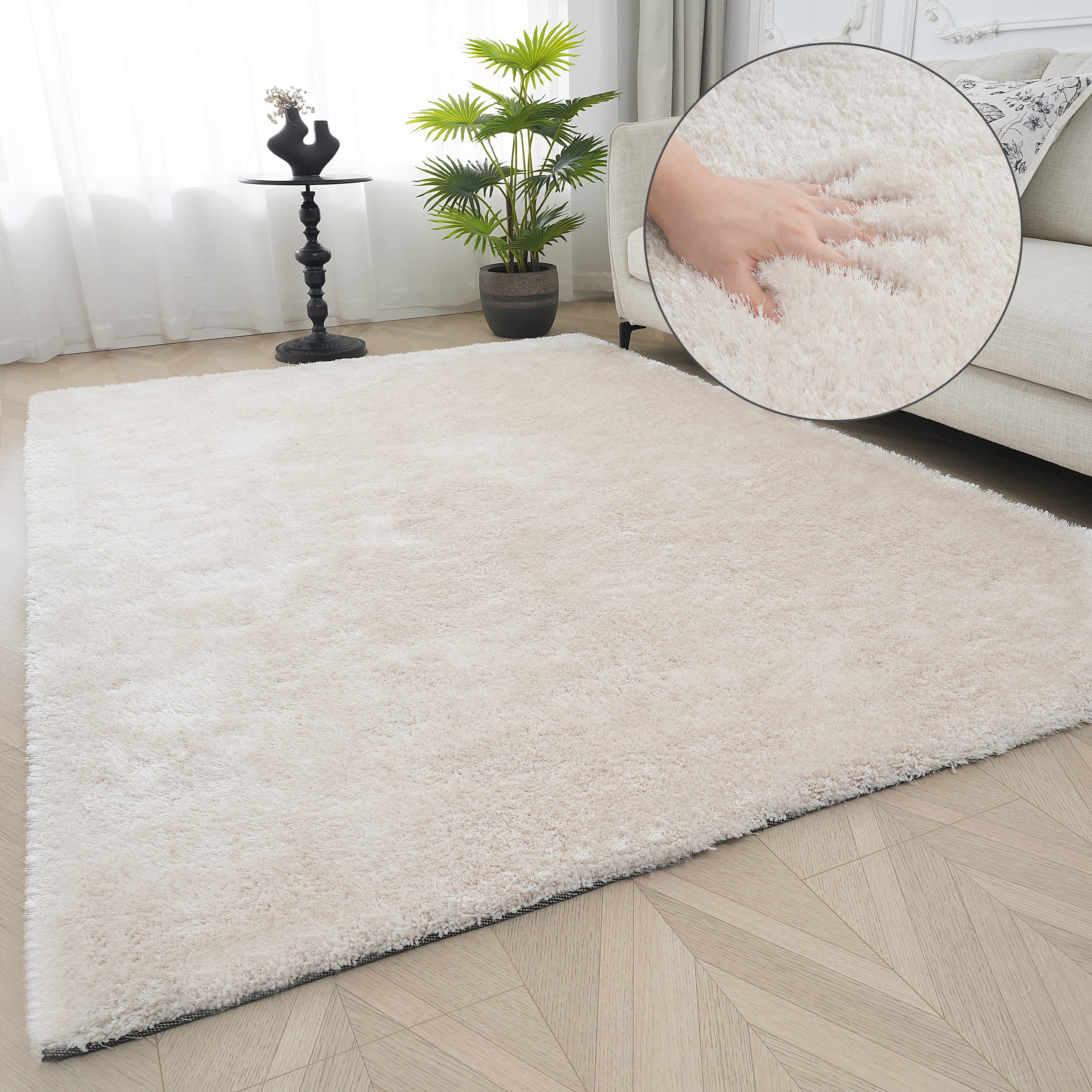 Bruno Banani Teppich Dana Teppich, besonders weich und kuschelig, Kundenliebling, rechteckig, Höhe: 30 mm, uni, Mikrofaser Teppiche, Wohnzimmer, Schlafzimmer, Esszimmer