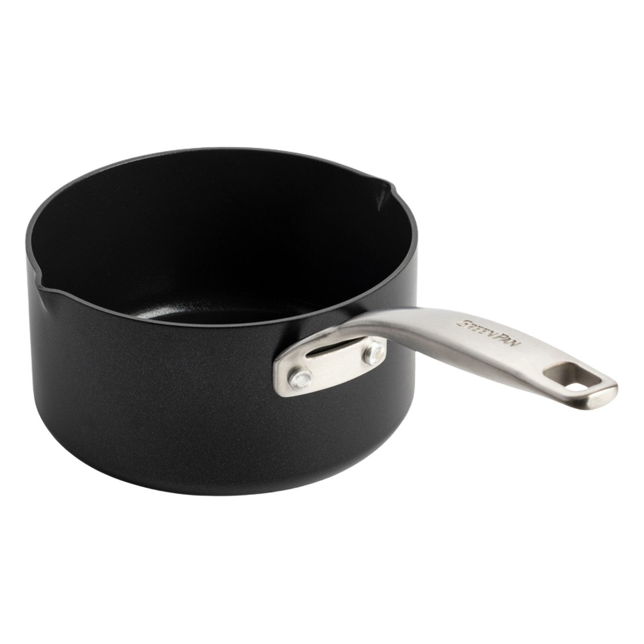 GREENPAN Kasserolle Copenhagen Stielkasserolle schwarz 16 cm spülmaschinengeeignet 1.6 L, Aluminium, Stielkasserolle 16cm, Hervorragende Antihaft-Leistung