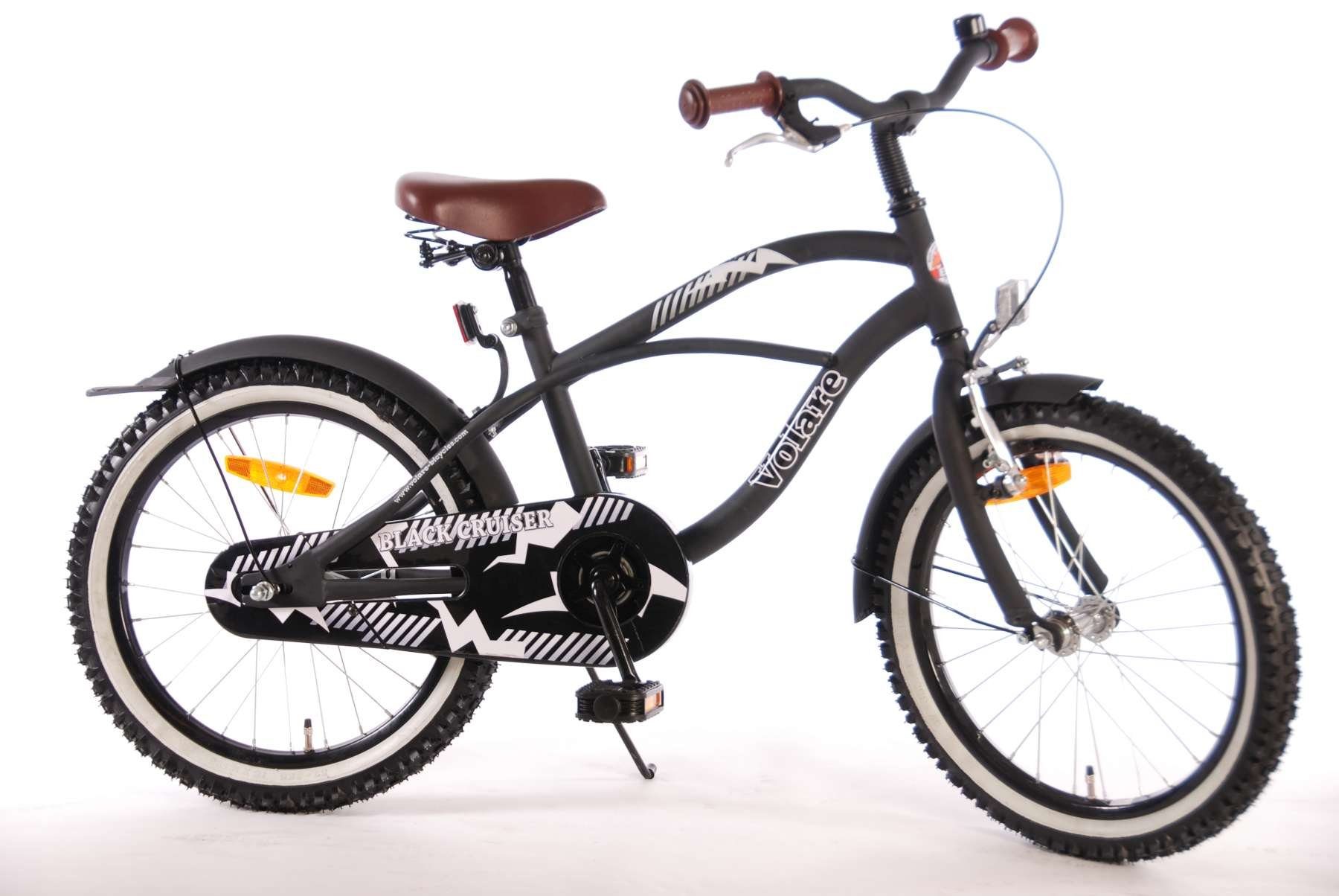 TPFSports Kinderfahrrad Volare Cruiser 18 Zoll Rücktritt und Handbremse, 1 Gang, (Jungsfahrrad - Jungen Kinderrad - ohne Schaltung - Sicherheitsgriffe), Kinder Fahrrad 18 Zoll mit Ständer - Kinder Jugend Fahrrad Schwarz
