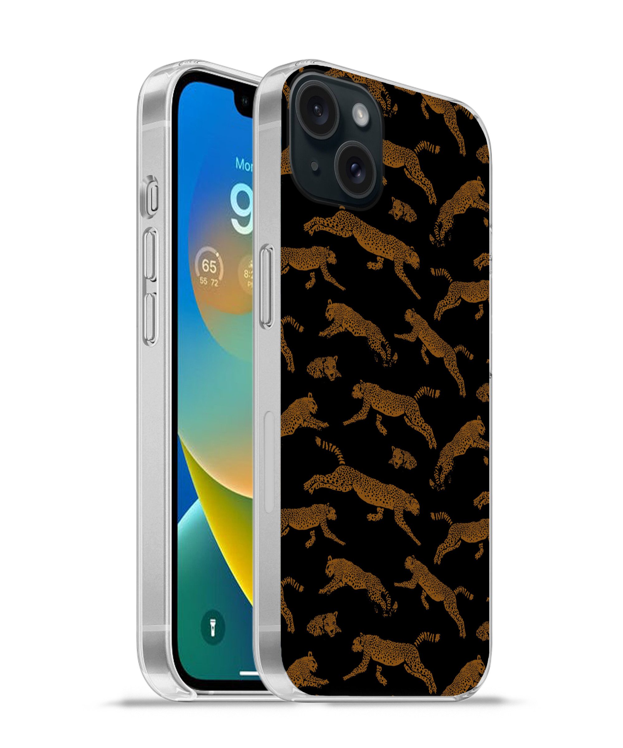 MuchoWow Handyhülle für Apple iPhone 15 Plus Panther - Muster - Tiere - Schwarz - Braun, Smartphone-Bumper, Print, Handy Schutzhülle Dünn