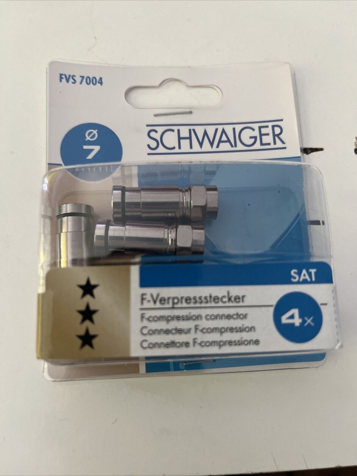 Schwaiger Rundstecker 4 Stück F-Verpressstecker F-Stecker Verpress-Stecker 7mm Sat