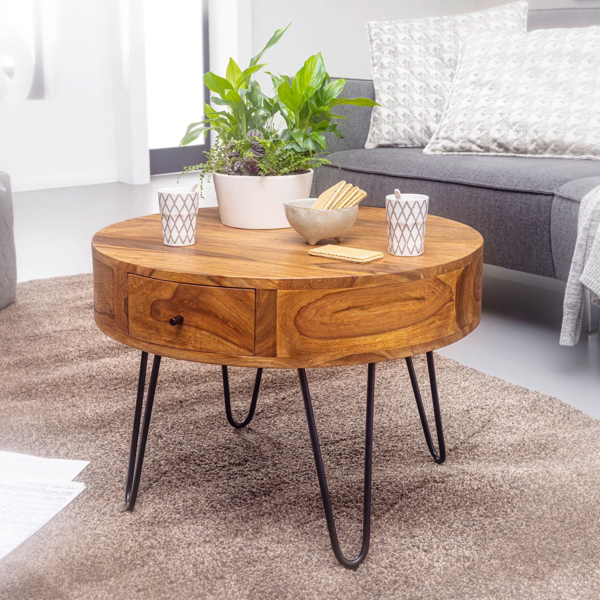 FINEBUY Couchtisch FB54842 (Massivholz / Metall günstig online kaufen