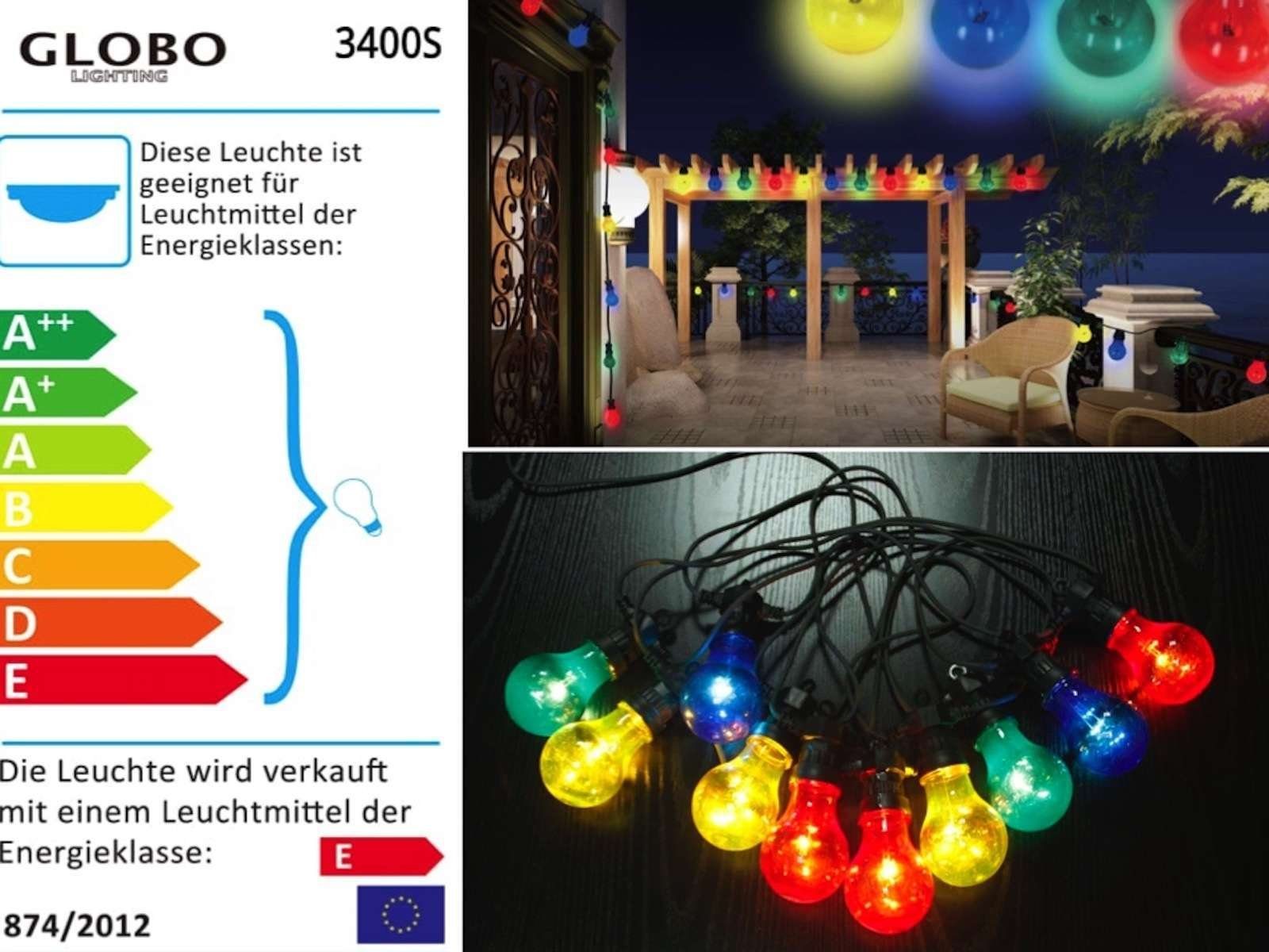 Globo Lichterkette Lichterkette bunt Außenleuchte Gartenparty 3400S