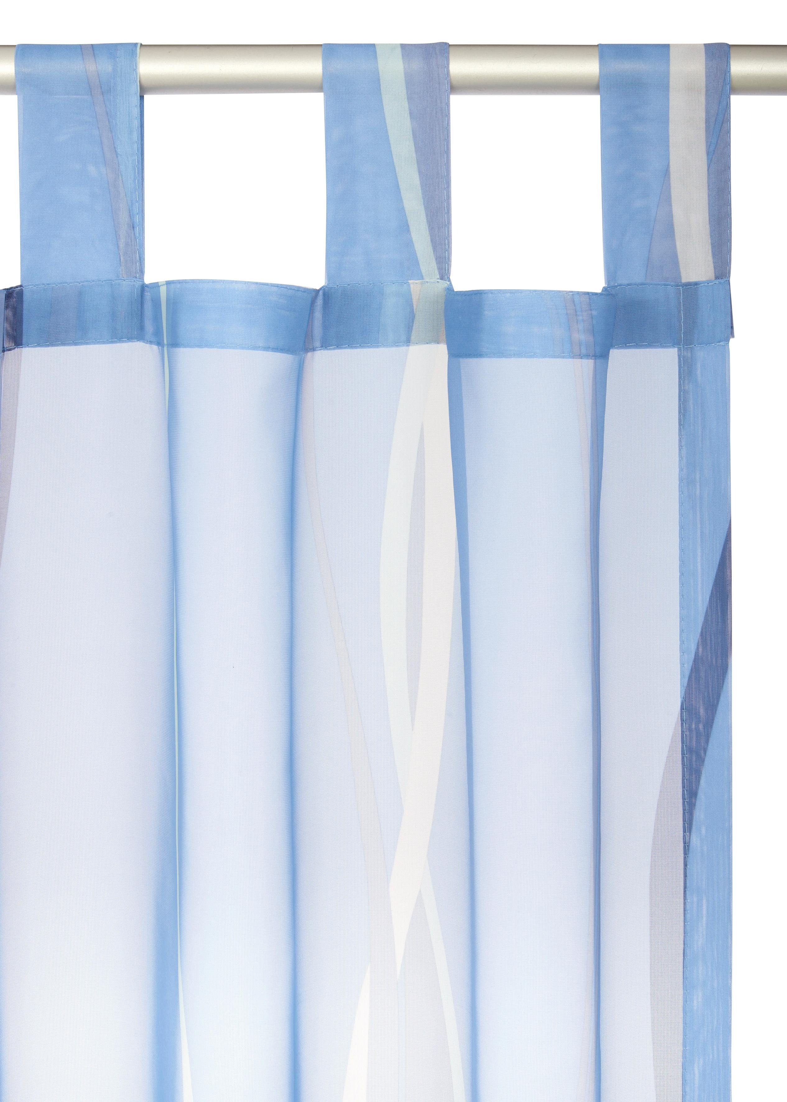 Gardine Dimona, my Polyester, home, Voile, St), transparent, Voile, 2er-Set, (2 blau Wellen Schlaufen