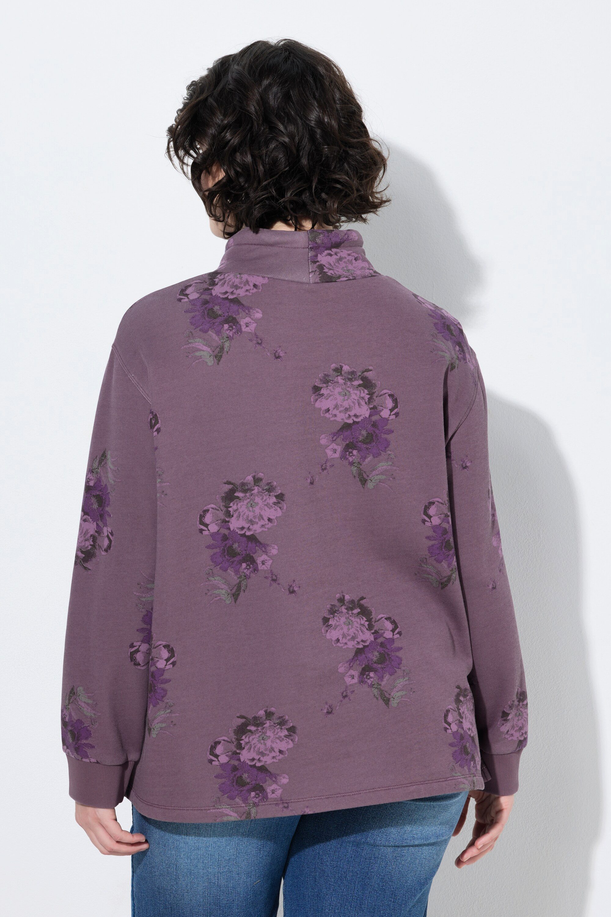 Ulla Popken Sweatshirt Sweater Blüten A-Linie Stehkragen Langarm – Bild 3 von 4