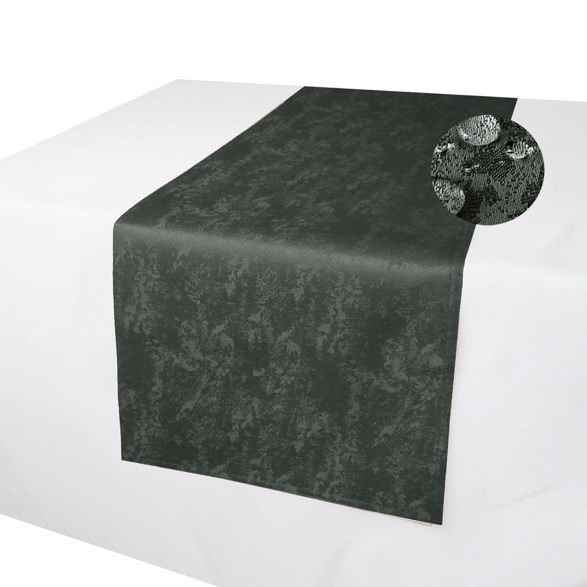 Einfarbig Grau Fleckschutz Tischläufer Jaquardgewebe Tischläufer Lotuseffekt, MELIERT Brilliant Marmoriert