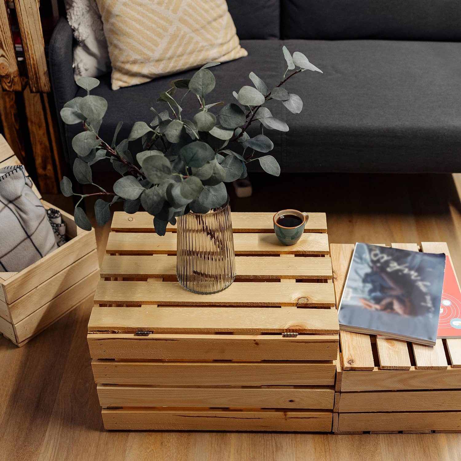 Creative Deco Aufbewahrungsbox Holztruhe Holzkiste mit Deckel Spielzeugkiste Holzbox, mit Scharnieren
