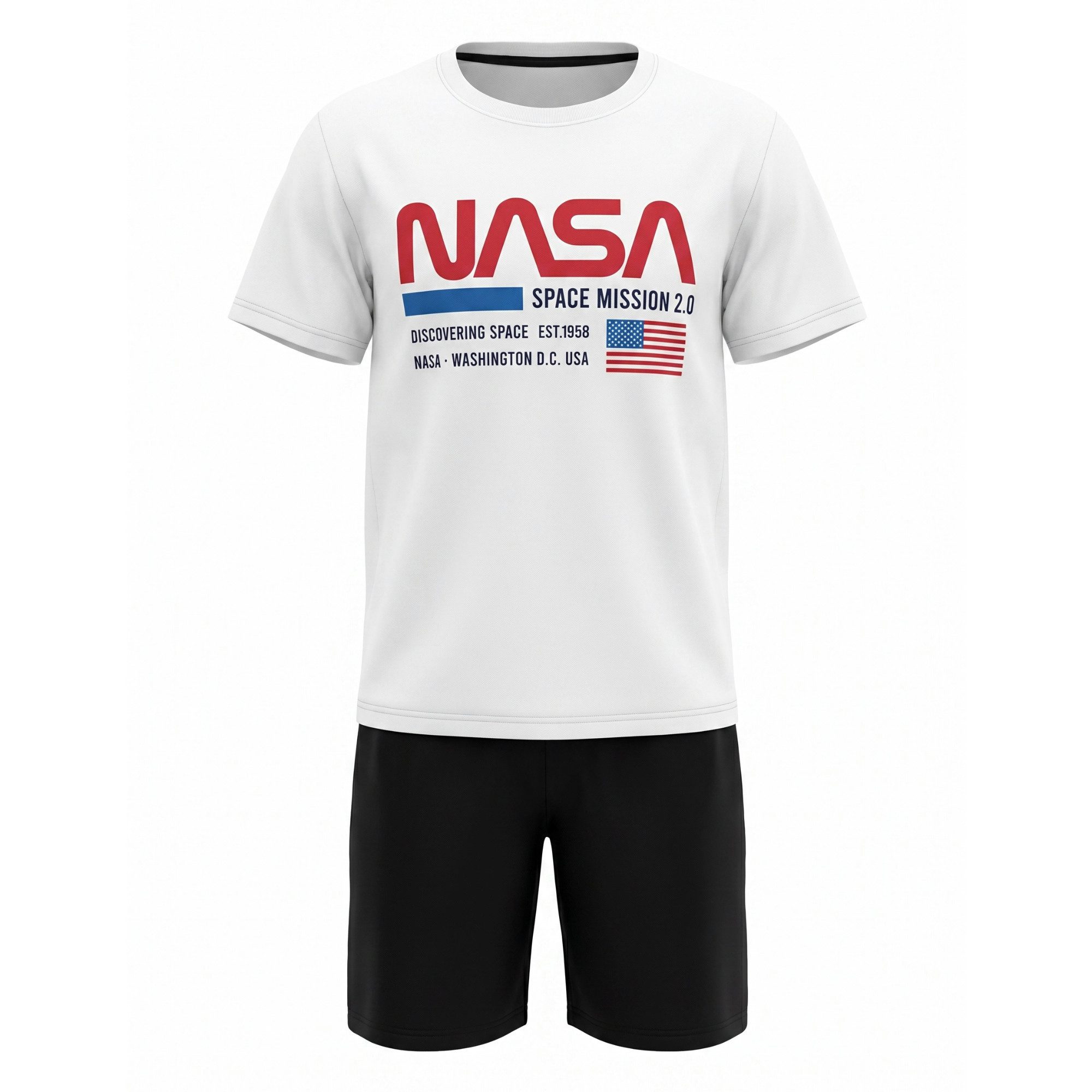 NASA Schlafanzug NASA Space Center Jungen kurzarm Pyjama Shirt Shorts Gr. 134 bis 164