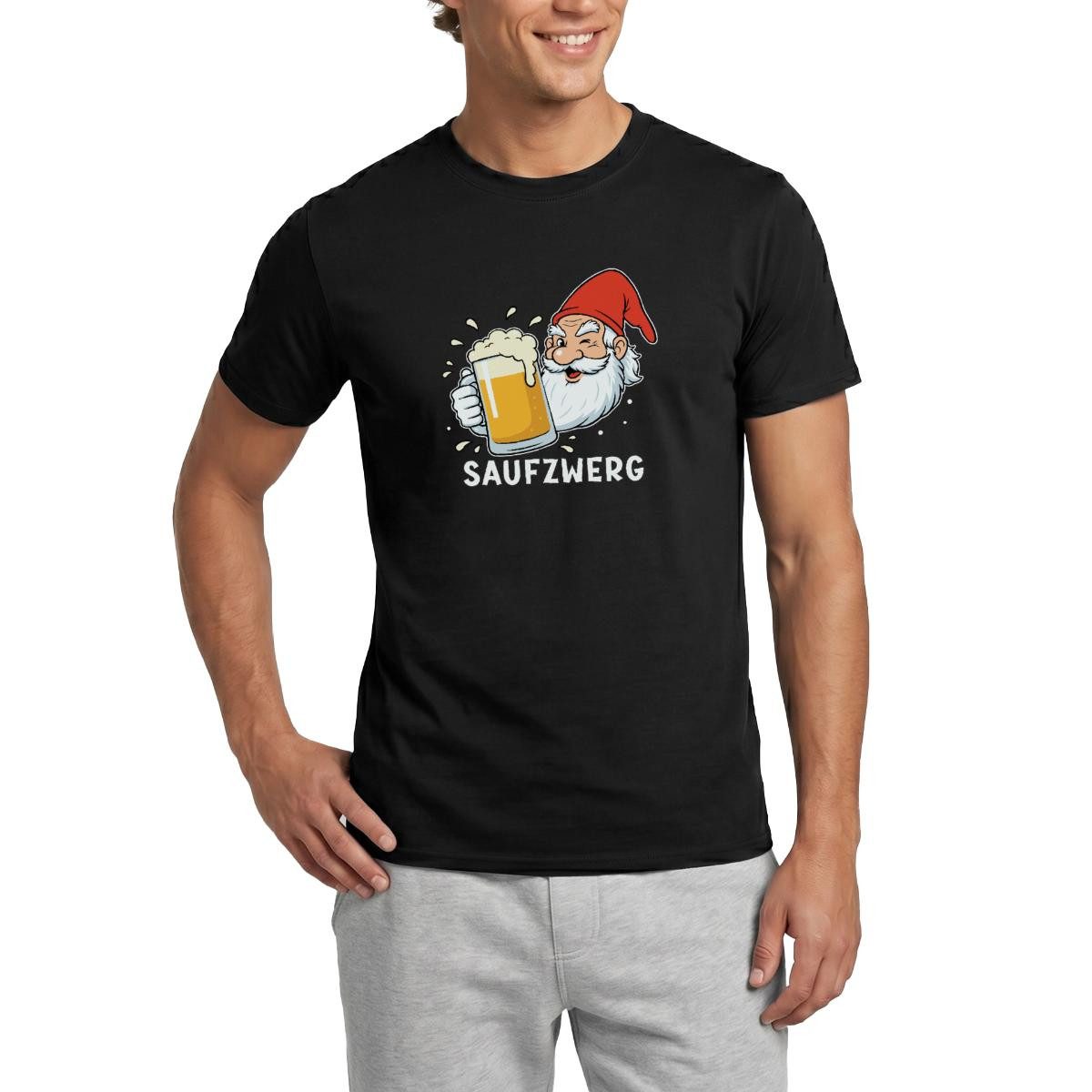 T-Shirt Saufzwerg Mit Bier Karneval Männer T-Shirt