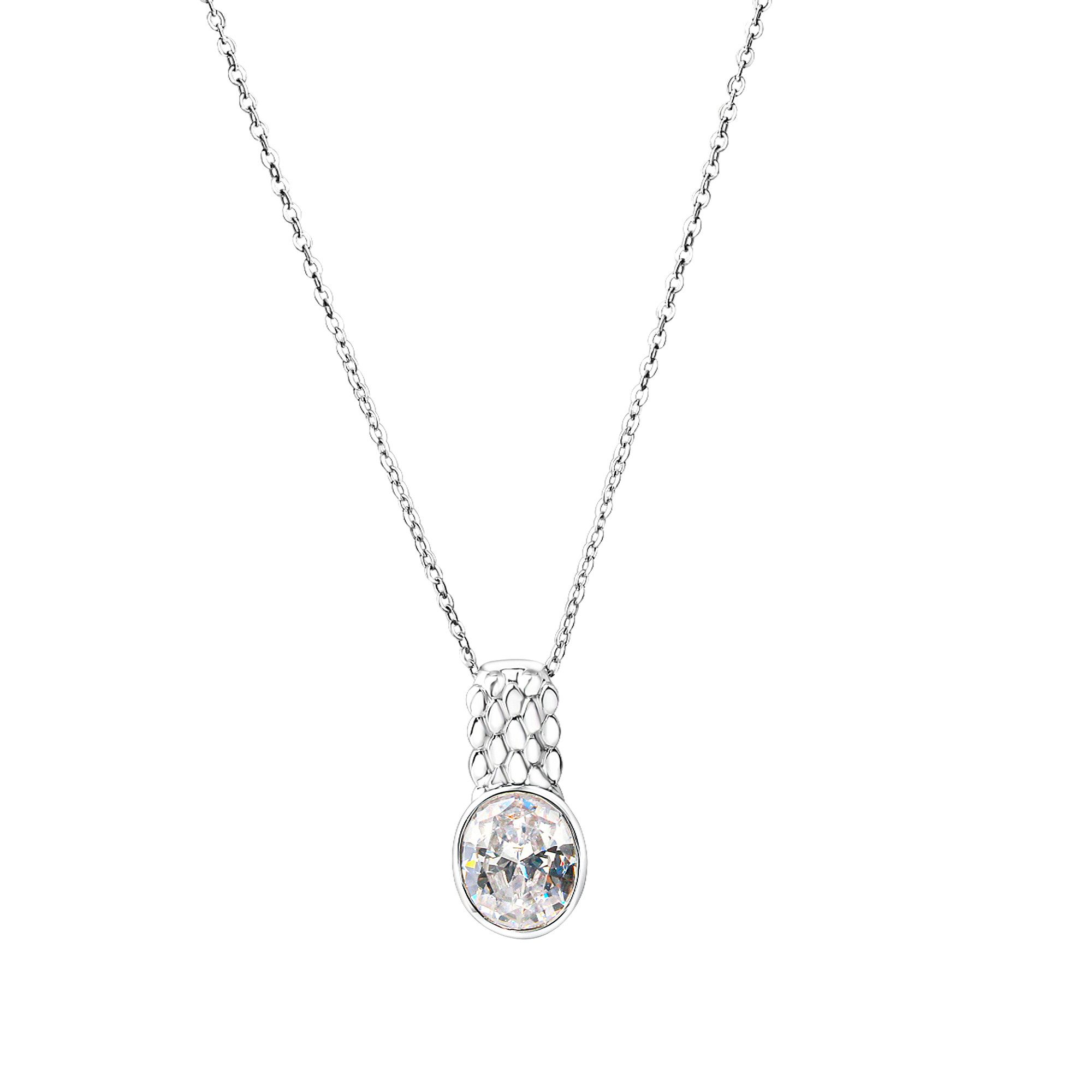 Kette mit Anhänger 925/- Sterling Silber rhodiniert Zirkonia