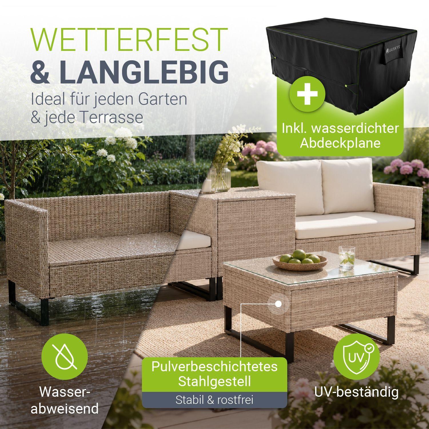 Juskys Gartenlounge-Set Santorini, (4-tlg)