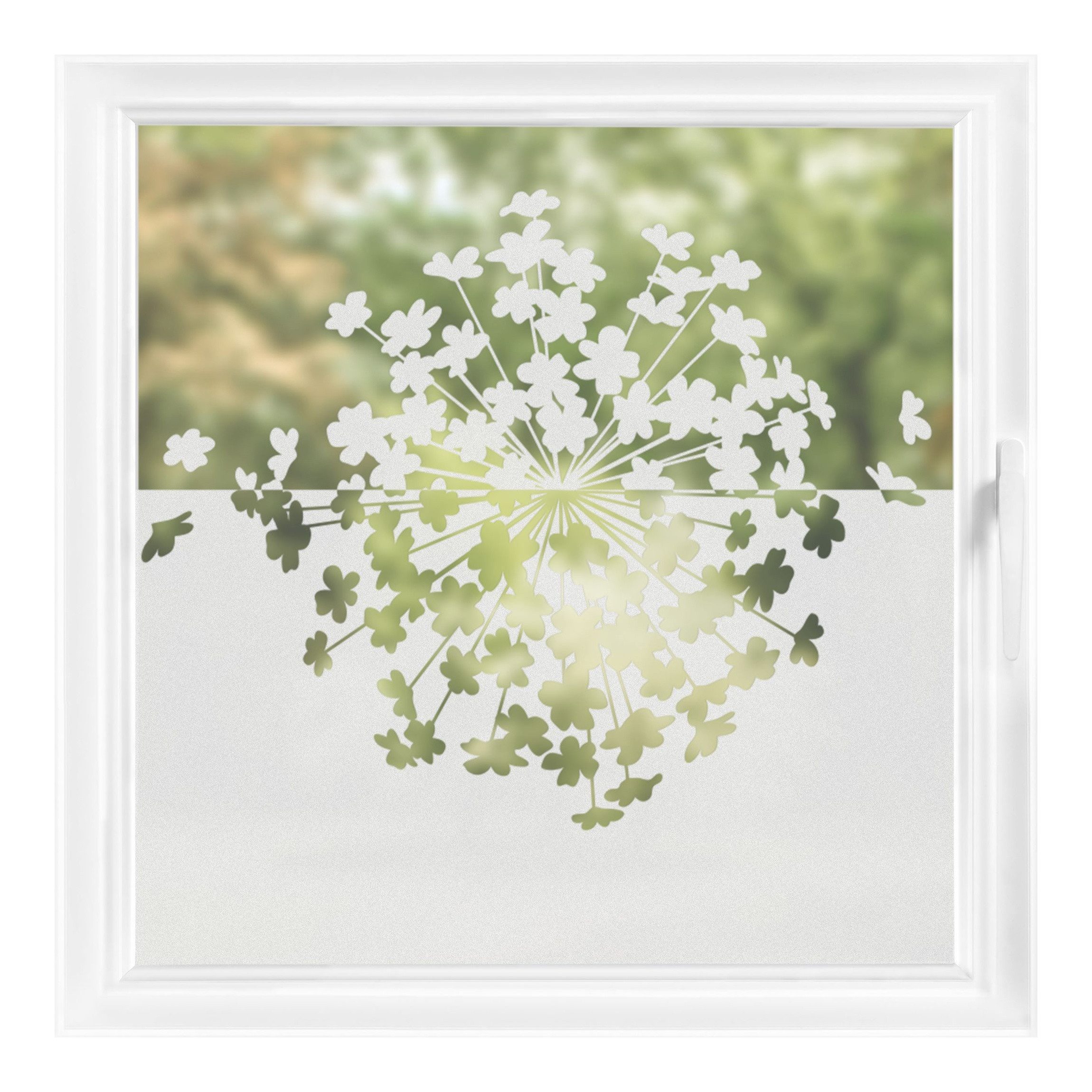 Bilderdepot24 Fensterfolie statisch haftend Motiv Fensterdeko Kugelblume Blütenflug Bordüre Blume, blickdicht, Innen Fenster Tür Balkontür Küche Badezimmer Wohnzimmer Schlafzimmer
