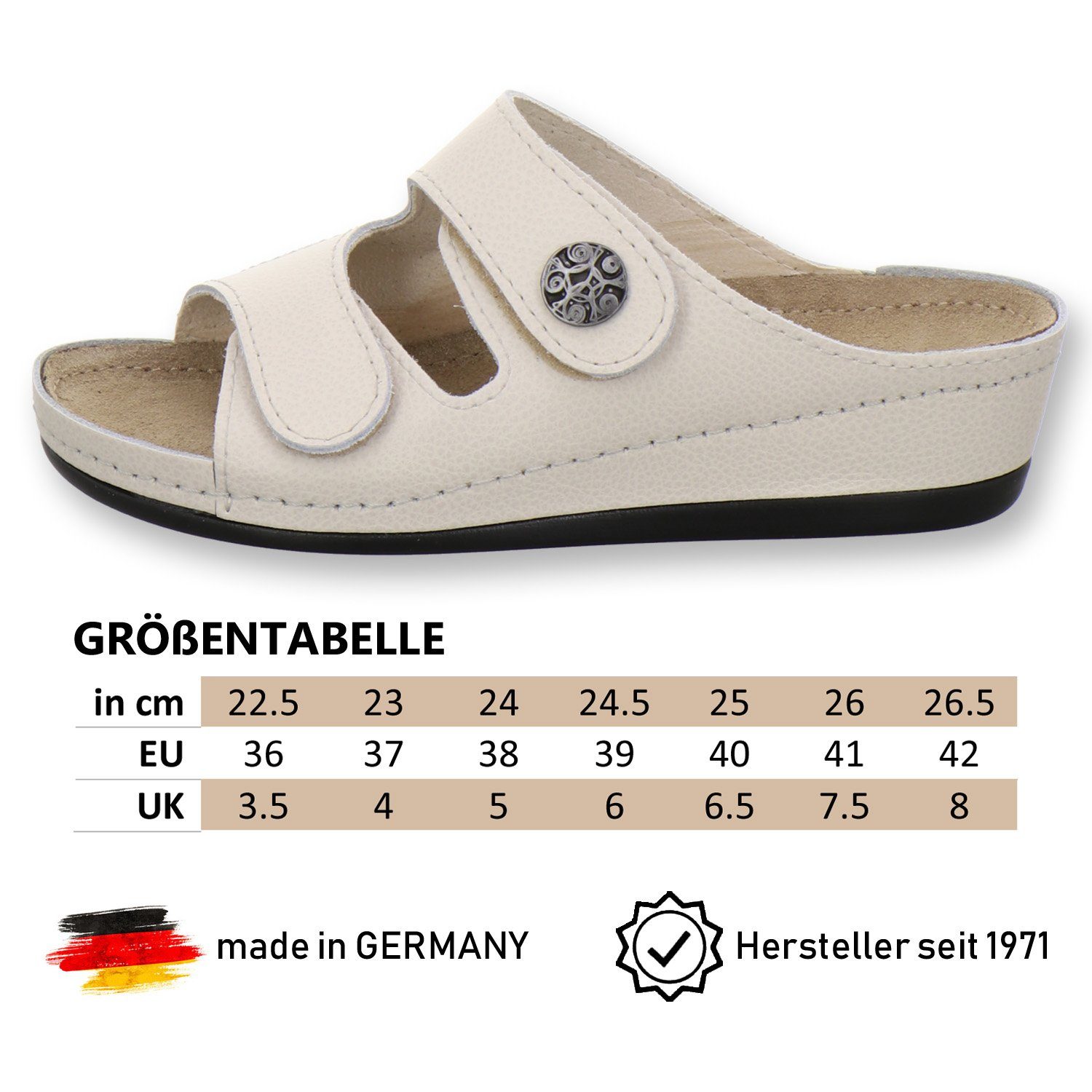 Keilpantolette aus AFS-Schuhe Leder - Valgus, Made in crema Germany für 2095H Damen Hallux
