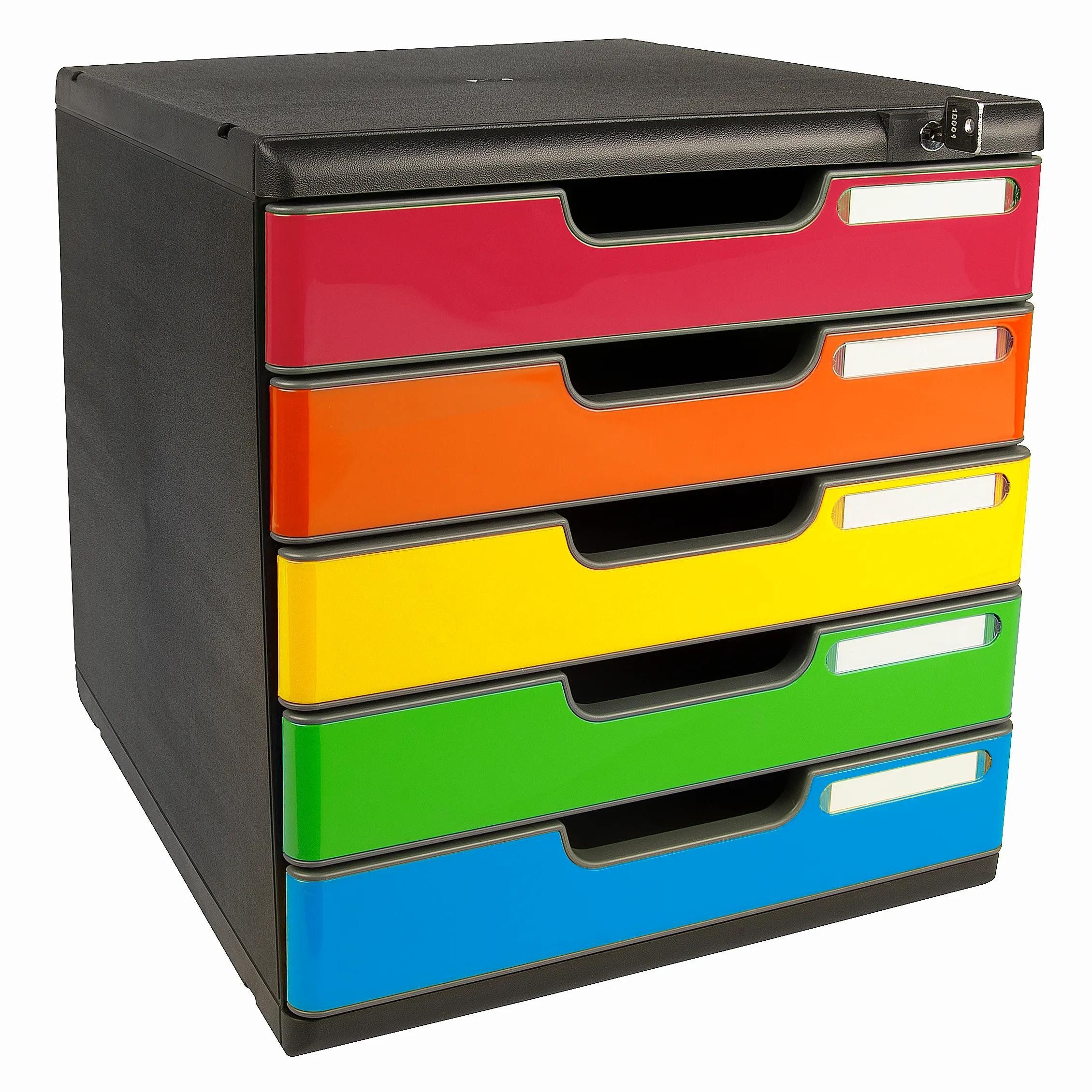Thumbnail - EXACOMPTA Schubladenbox Schubladenbox MODULO A4 5 abschließbare Schub Harlekin glossy 331798D, Boxen modulierbar