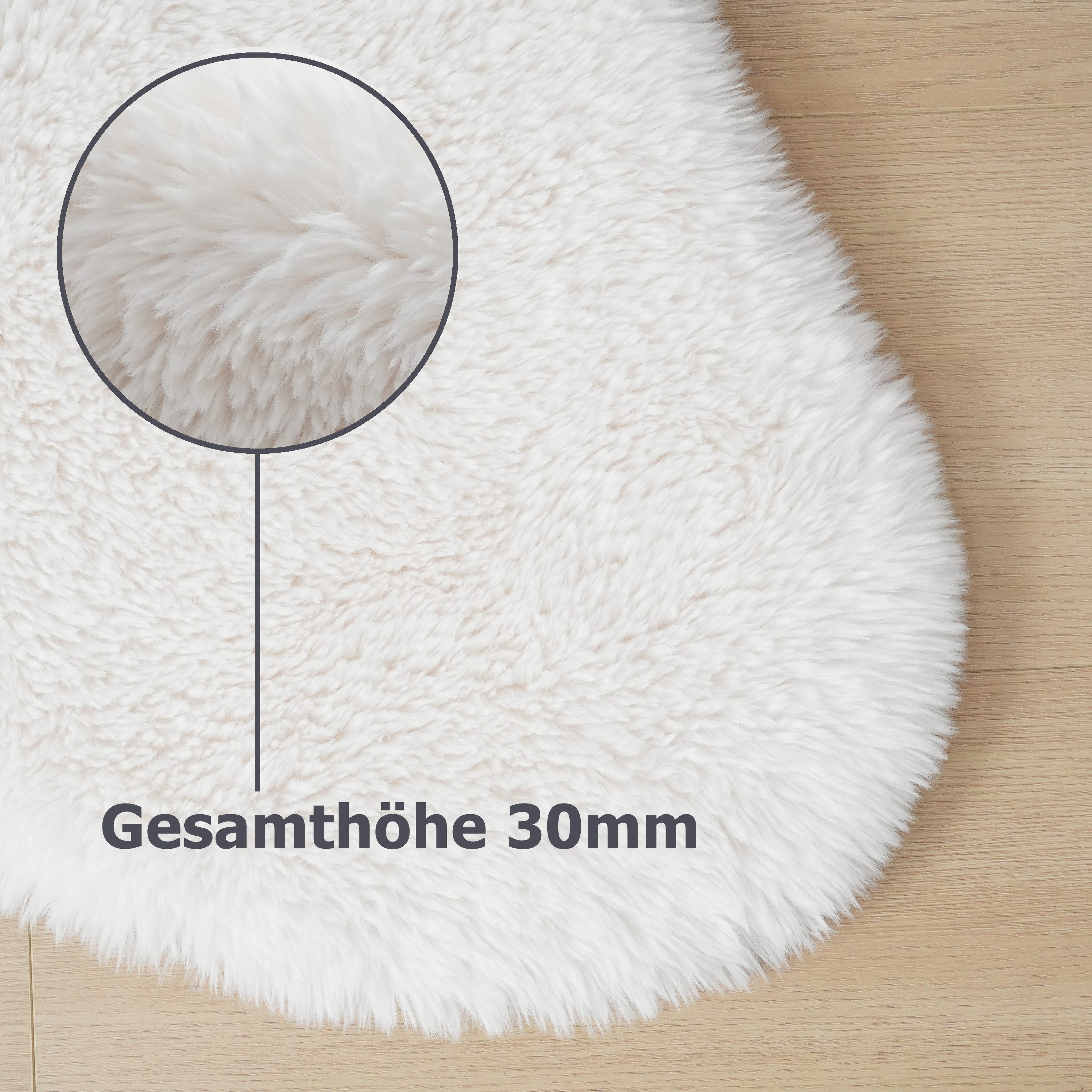 OTTO home Hochflor-Teppich Mollin, Fellform, leichter Glanz, rechteckig, Höhe: 30 mm, Kunstfell, Fellimitat, waschbar, flauschig, weich, Wohnzimmer – Bild 5 von 5