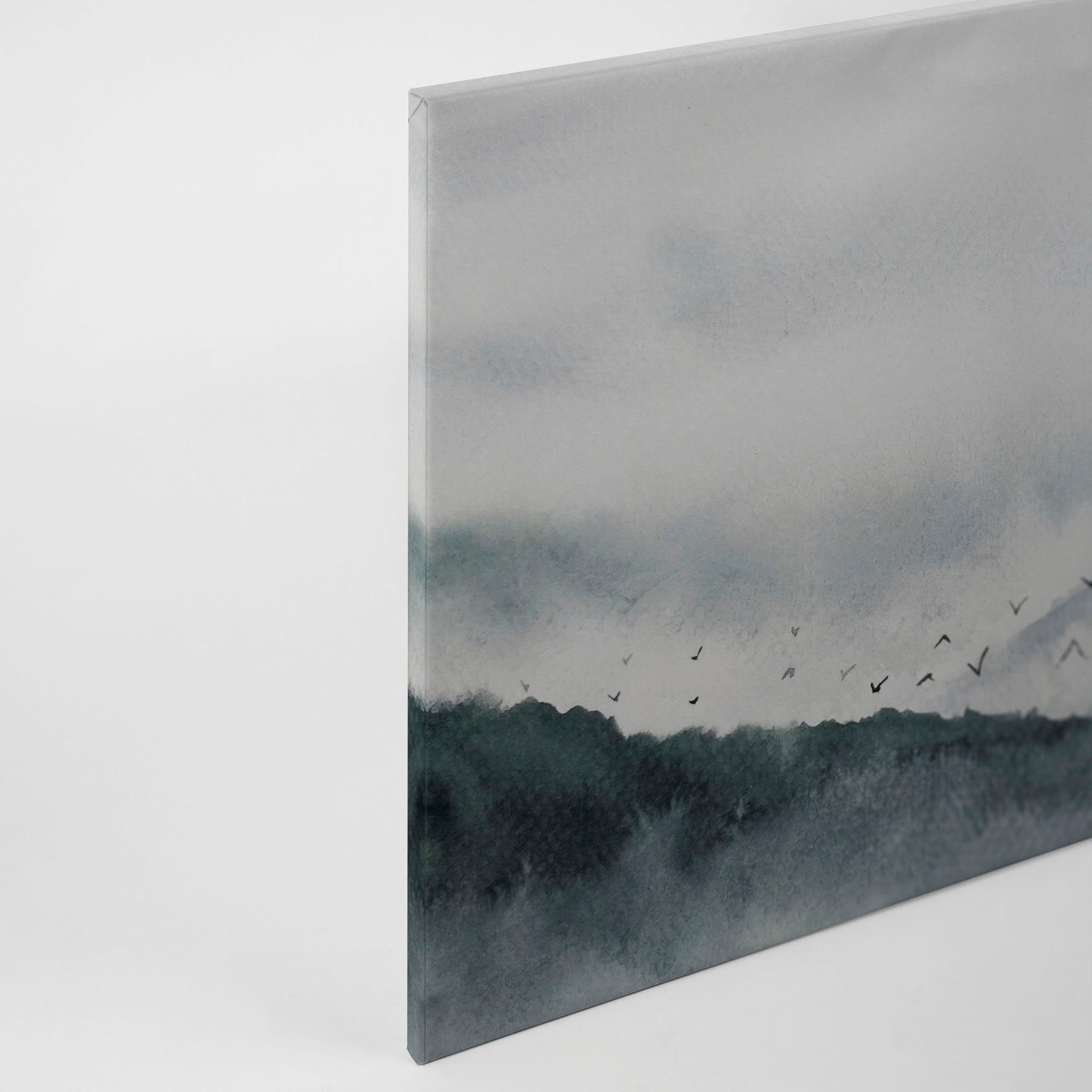 Leinwandbild Berg Nebel Keilrahmen A.S. grau, Gebirge (1 Landschaft Landscape, Wald Gloomy schwarz St), blau, Création Bild