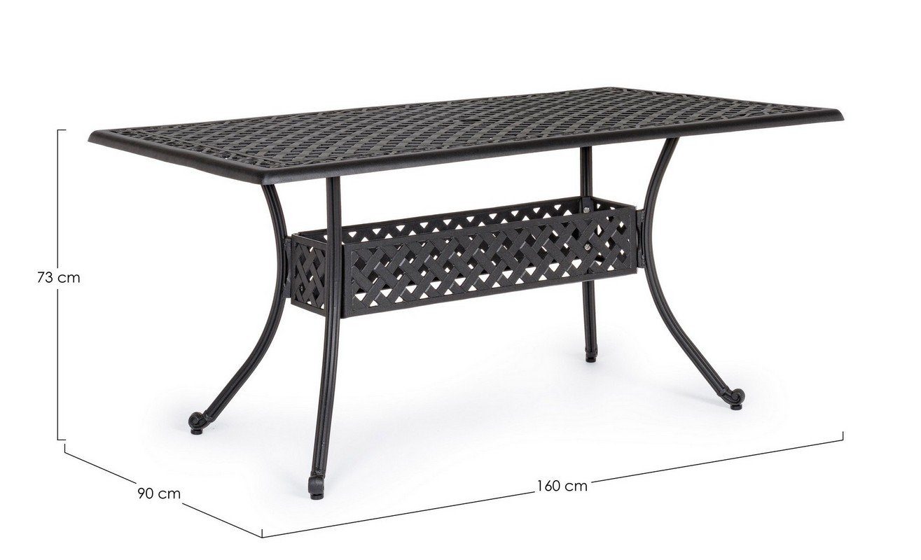 Natur24 Esstisch Tisch Ivrea 160x90x73cm Esstisch Schwarz Tisch Esstisch Aluminium